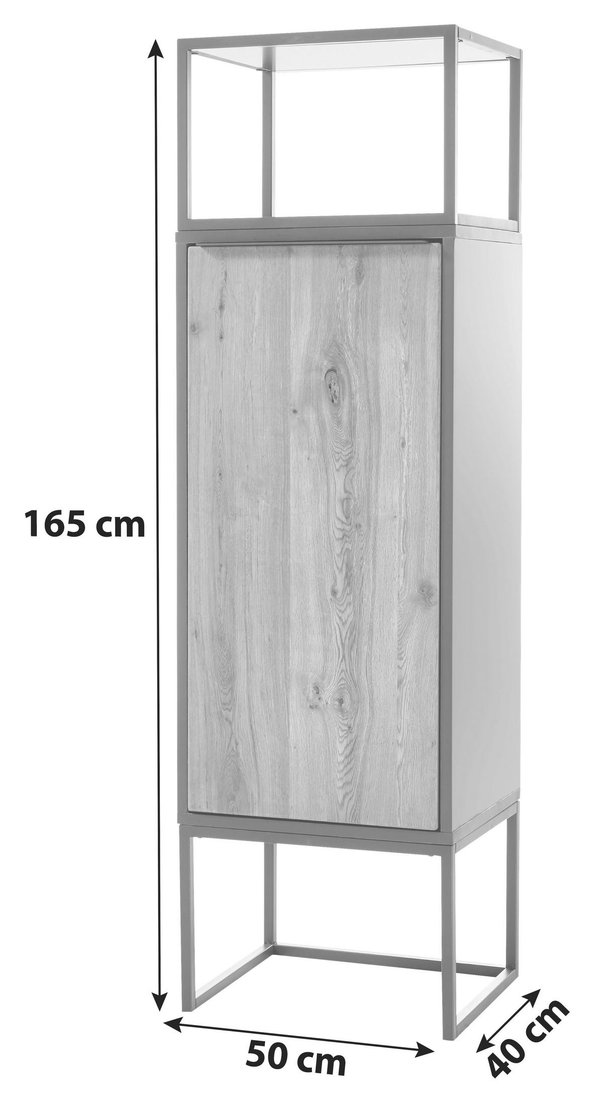 Regal Mit Drehtür Asmara B: 50 Cm Anthrazit/eiche Dekor - Eichefarben/Anthrazit, MODERN, Holzwerkstoff (50/165/40cm) - Livetastic