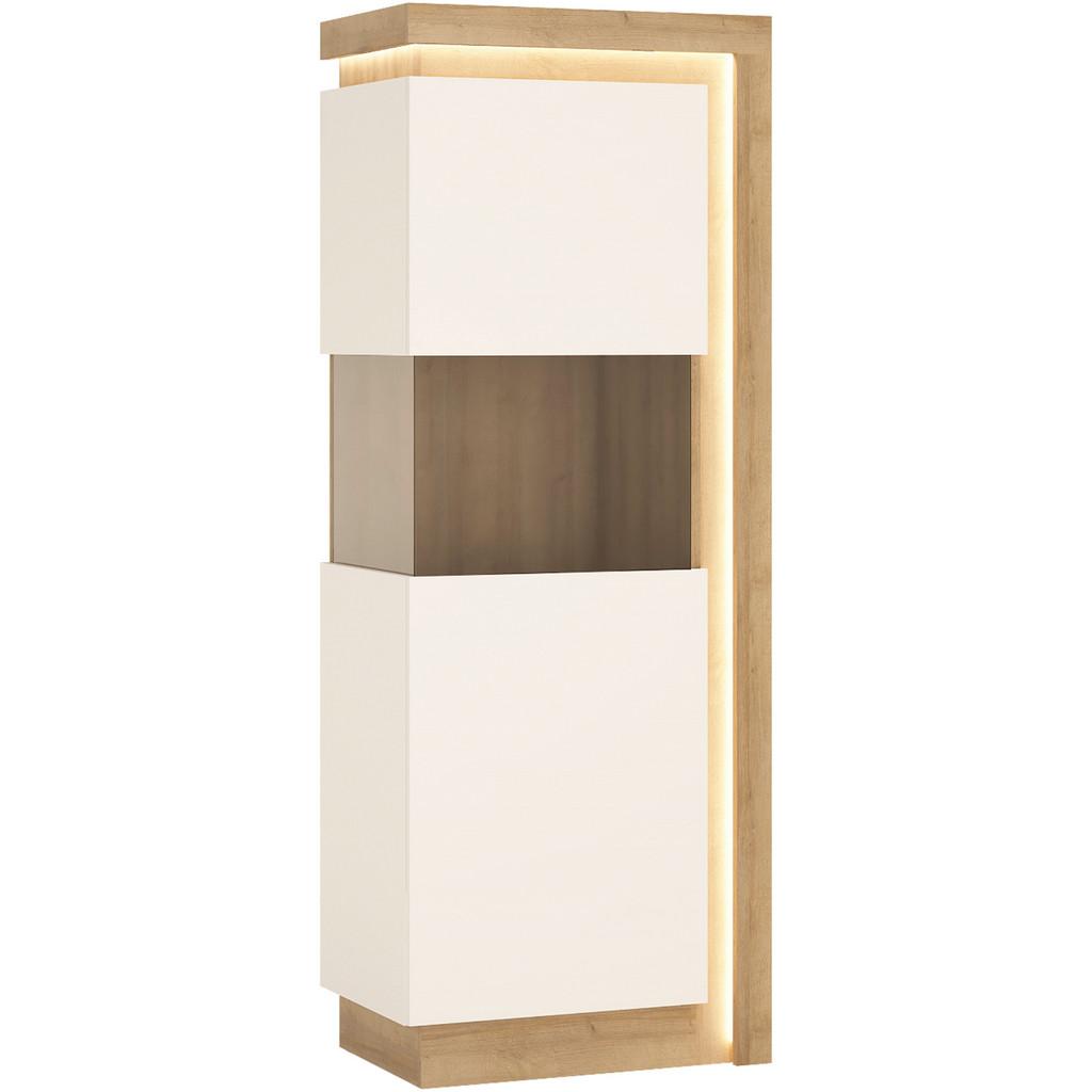Vitrine Lyon Hell Weiß/Eichefarben B: 59,7 cm