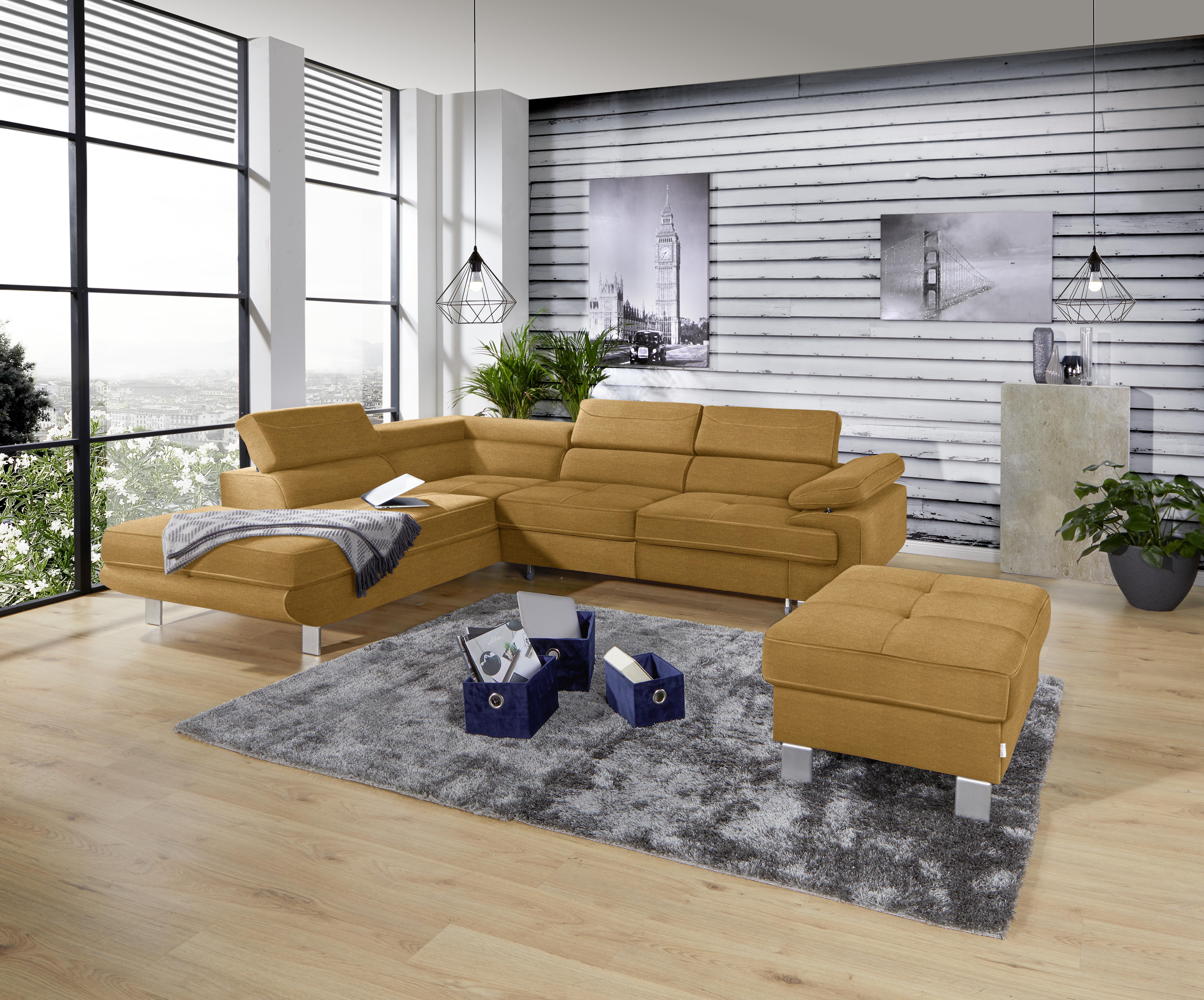 Sarokkanapé Savona - Narancs, modern, Textil (230/280cm) - Ondega
