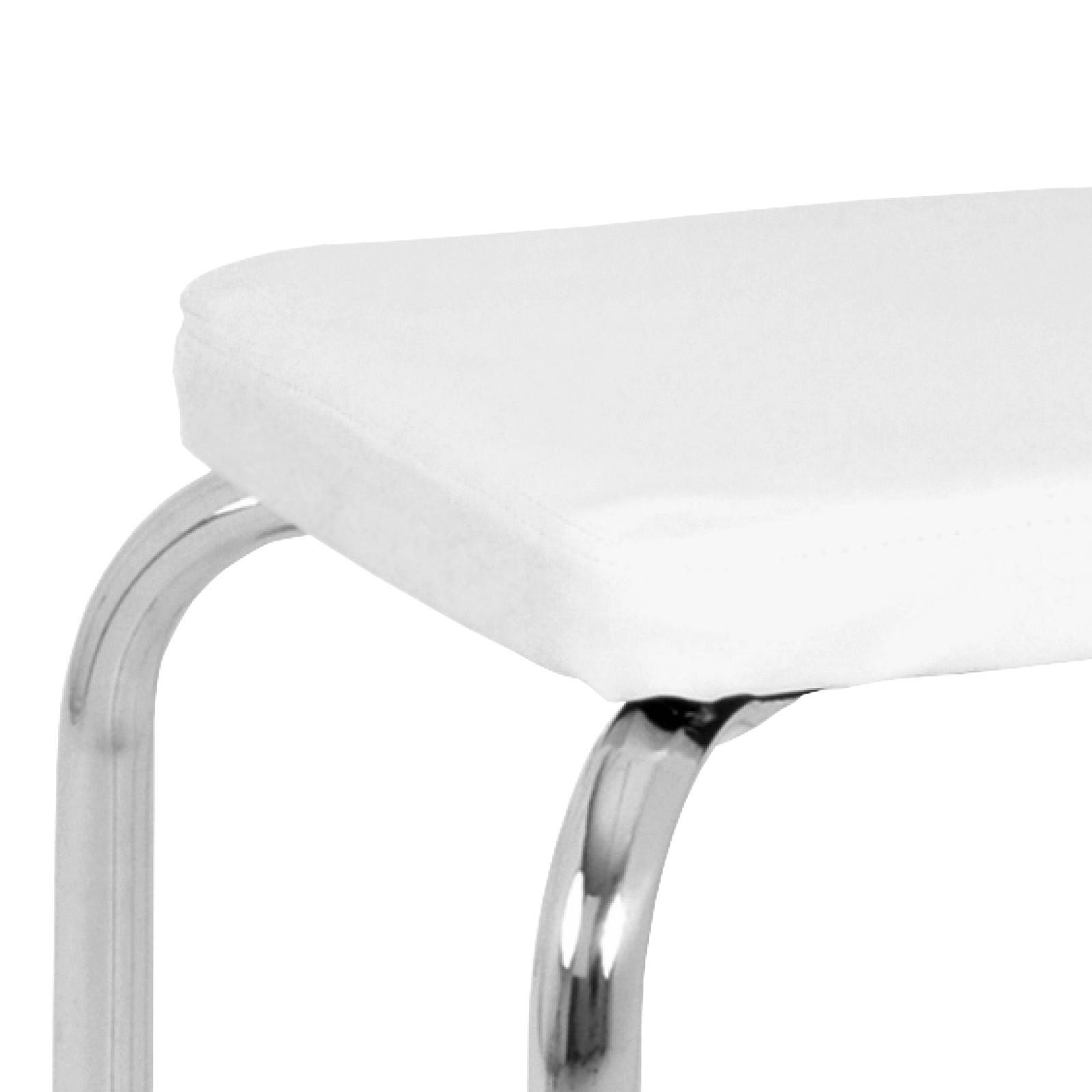 Stapelhocker Pik Metall Chrom/ Lederlook Weiß-Beige H: 49 Cm - Chromfarben/Beige, MODERN, Metall (36/49/36cm)