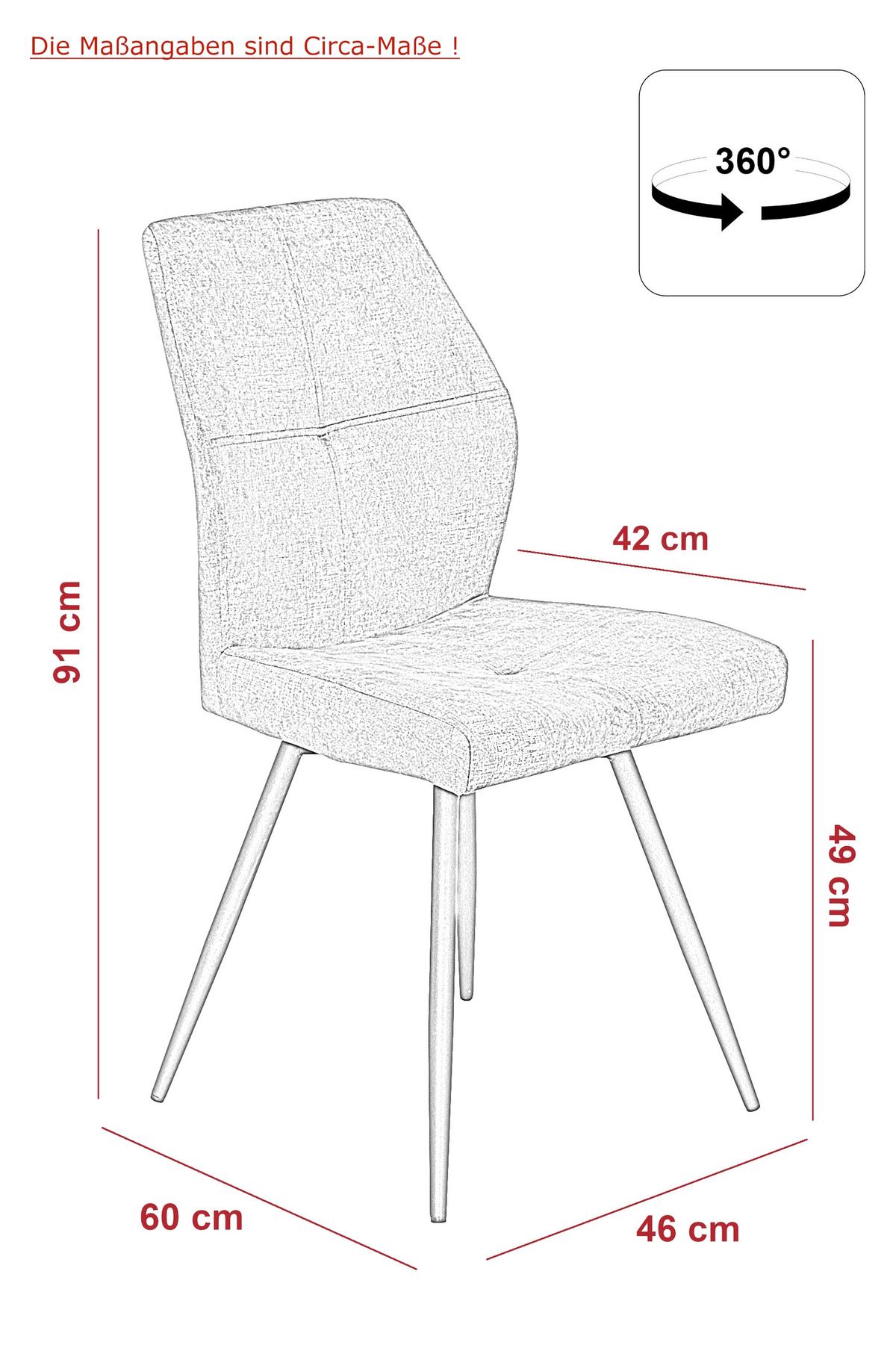 Stuhl Ally S - Anthrazit/Schwarz, MODERN, Textil/Metall (46/91/60cm) - MID.YOU