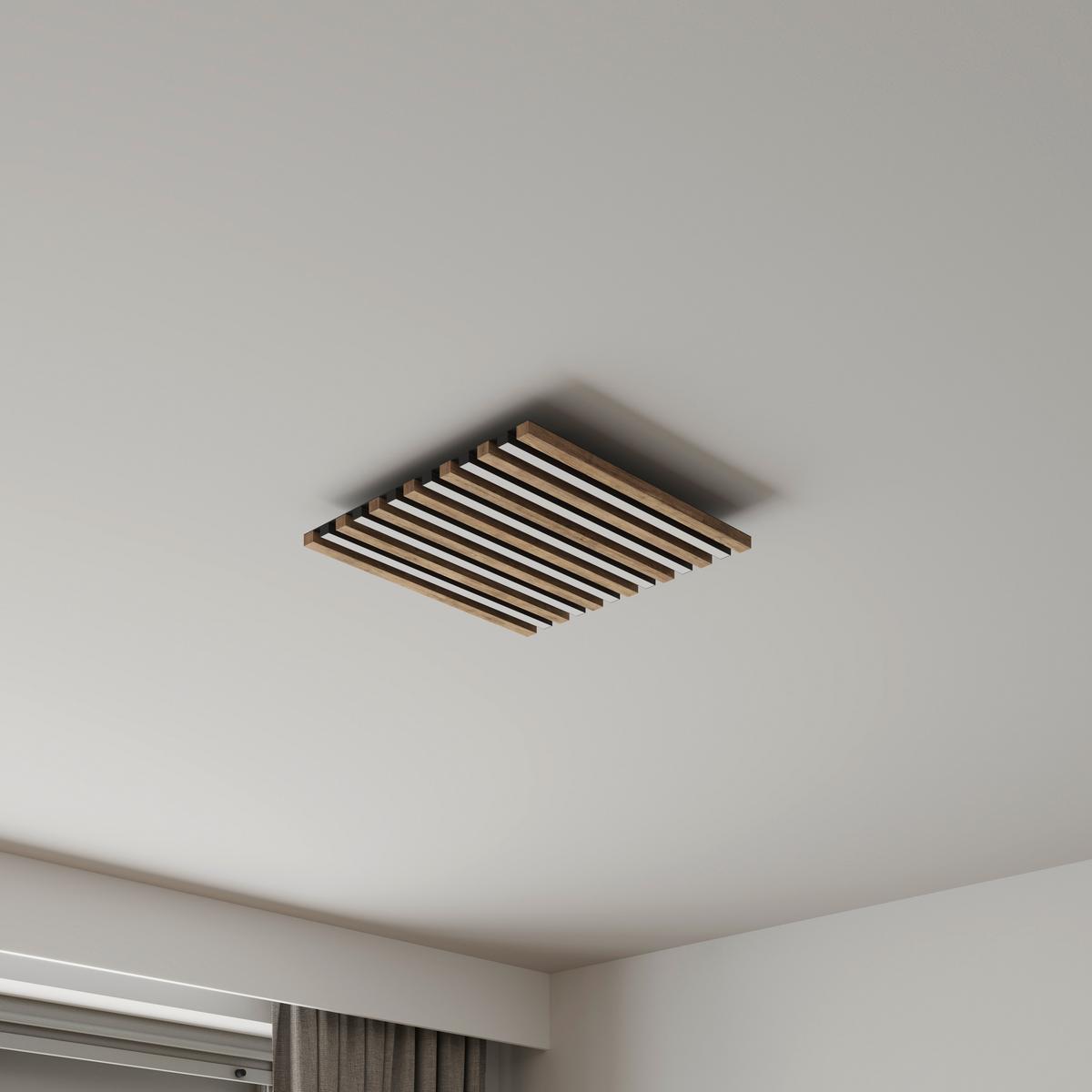 Led Mennyezeti Lámpa 67347d2 Hayden - sötétbarna/fekete, Natur, műanyag/faalapú anyag (45/45/5cm) - Globo