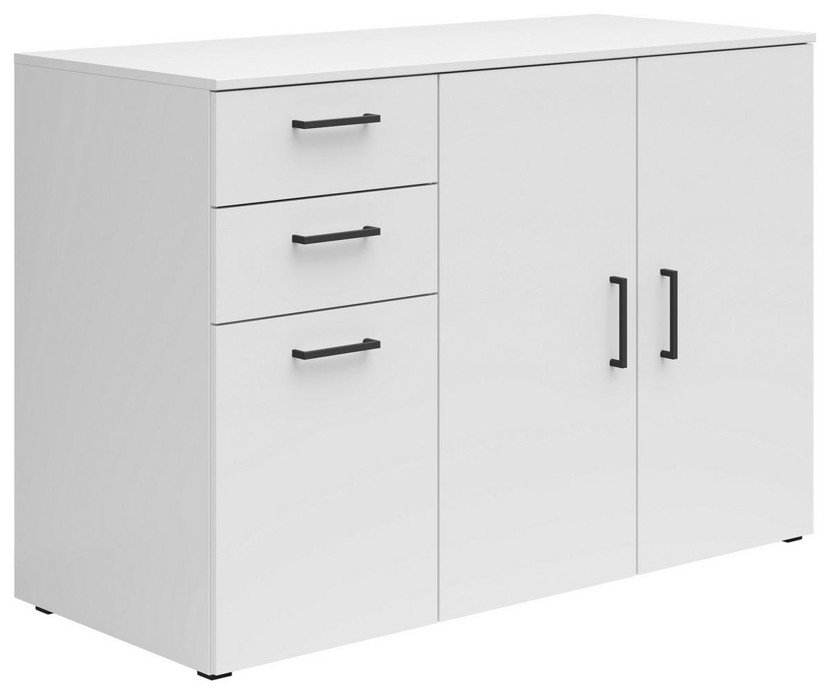 Komoda Cabinet š: 120 cm - bílá/černá, Moderní, kompozitní dřevo/plast (120/83/52cm)