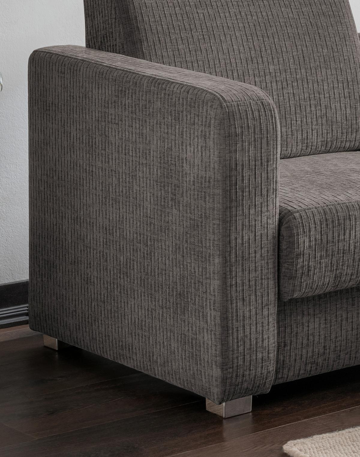 Schlafsofa Mia Braun, Grau, B:159 cm - Chromfarben/Braun, Basics, Textil (159/88/87cm) - Livetastic