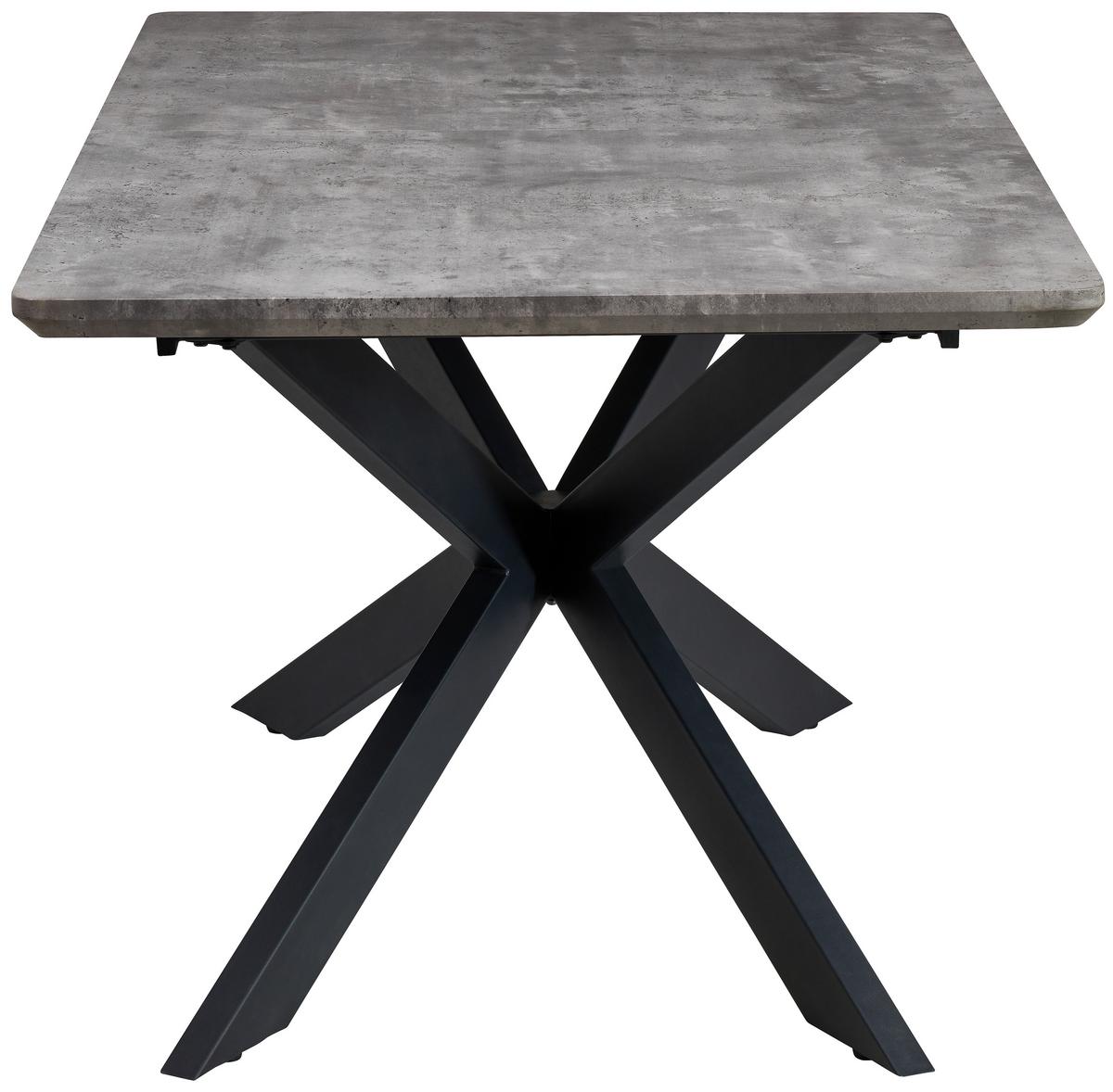 Ausziehtisch Leif 160 Az Mdf Betonoptik, B: 160-200 Cm - Schwarz/Grau, KONVENTIONELL, Holzwerkstoff/Metall (160-200/90/76cm) - MID.YOU