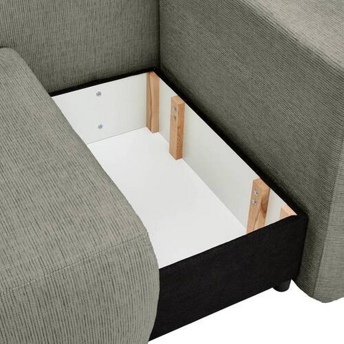 Recamiere Nello Braun mit Schlaffunktion - Schwarz/Braun, KONVENTIONELL, Textil (171/73/93cm) - MID.YOU