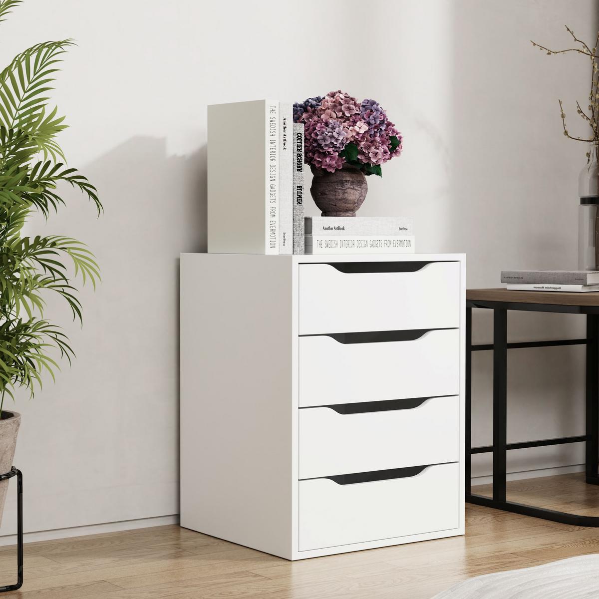 Nachtkästchen Malira Weiß B: 46 Cm - Weiß, MODERN, Holzwerkstoff (46/61/42cm) - MID.YOU