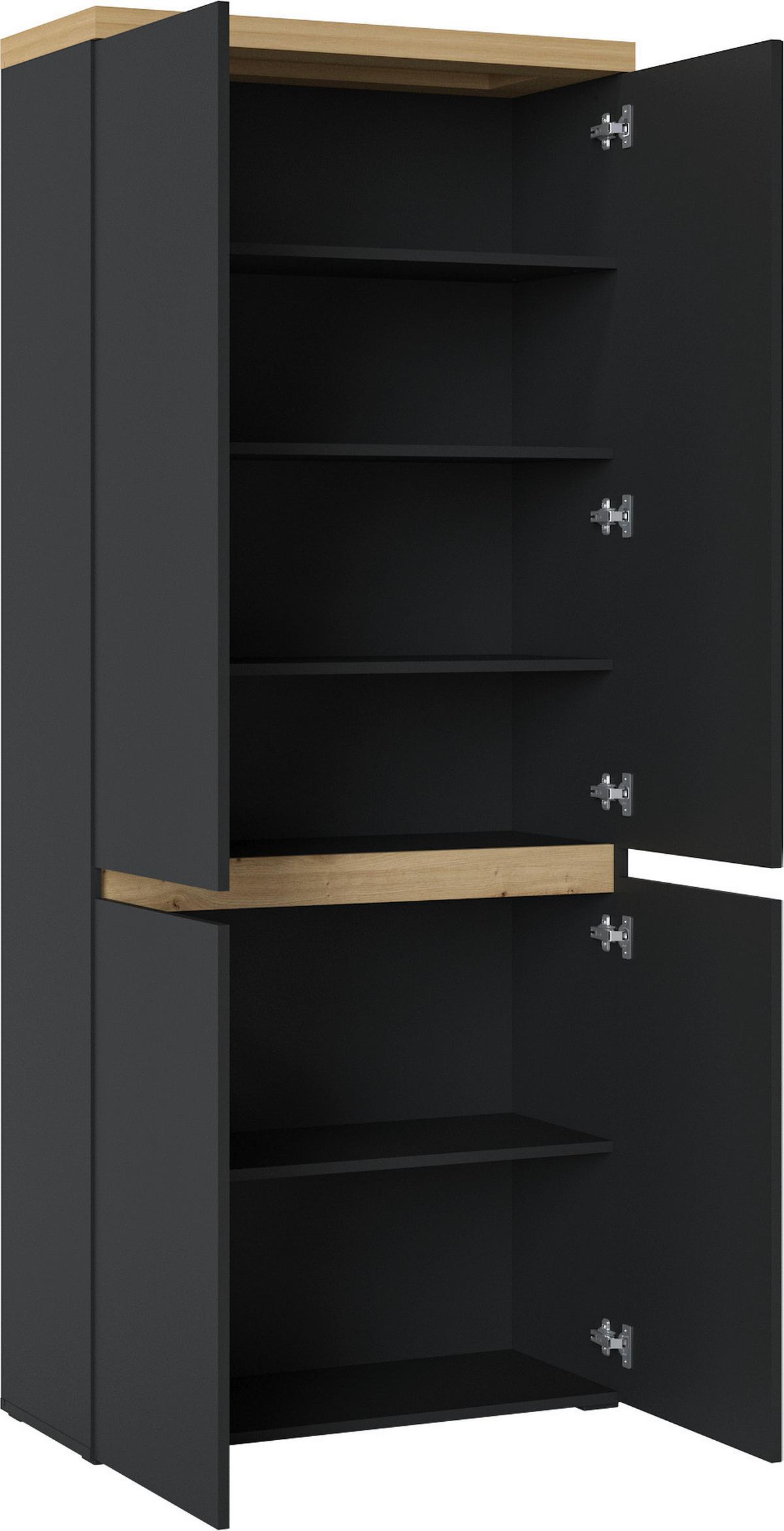 Garderobenschrank Pepe B:85 cm Anthrazit/Artisan Eiche Dekor - Anthrazit/Eiche Artisan, Trend, Glas/Holzwerkstoff (85/200/37cm)