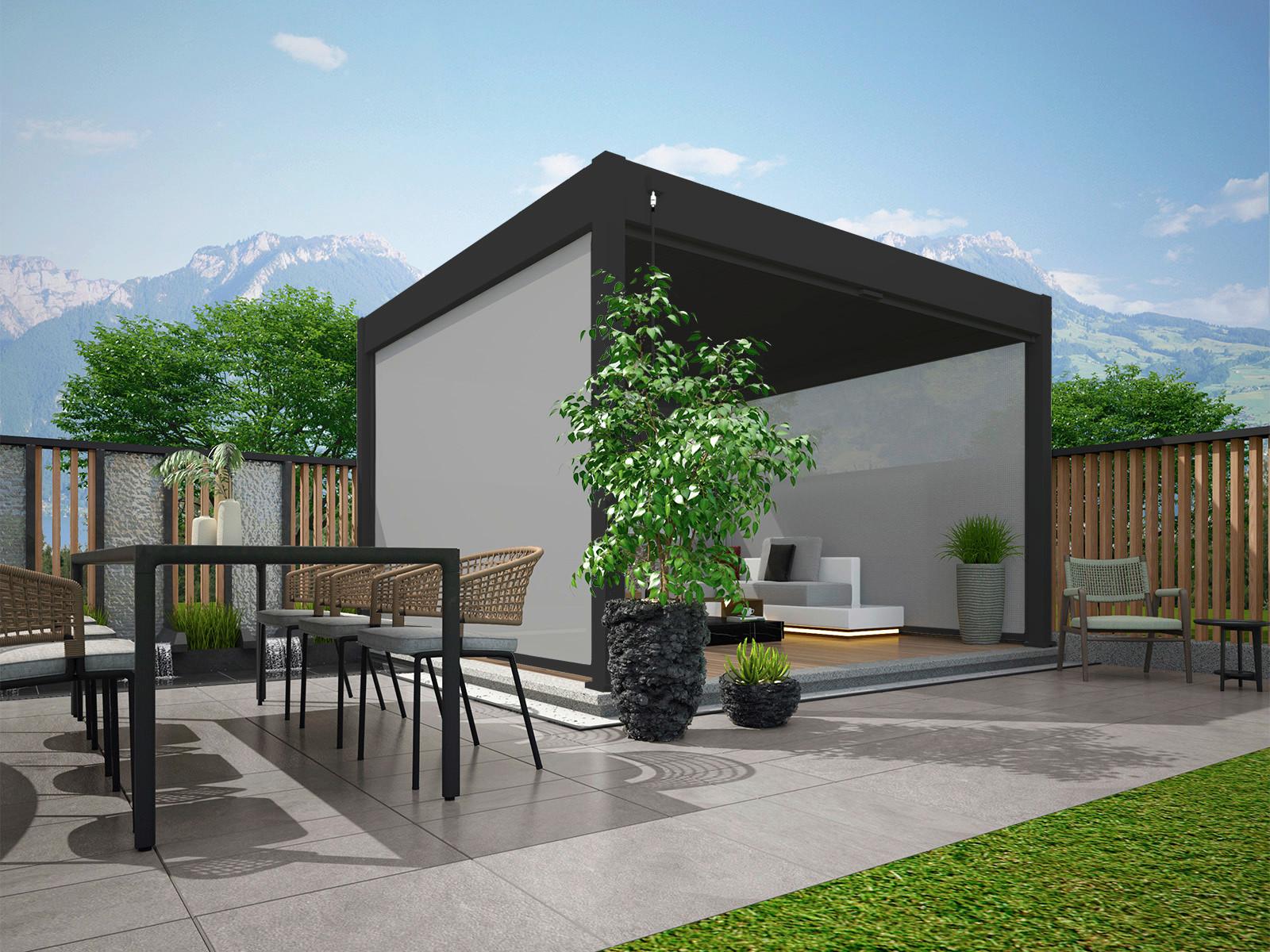 Pavillon-Rollo 360x235cm Wetterfest - Anthrazit, Basics, Textil/Metall (360/235/10cm) - Gardenson