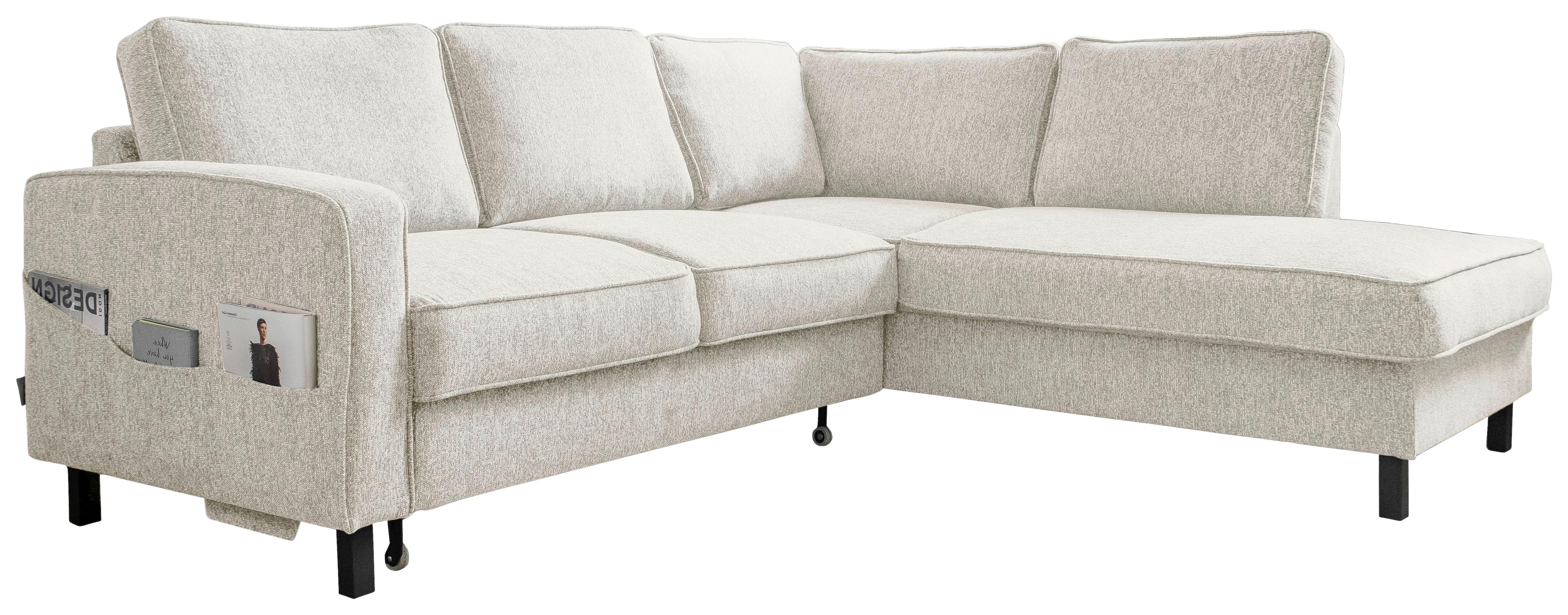 Ecksofa Molly Beige S: 233x198 cm - Beige/Schwarz, Textil (233/198cm) - MID.YOU