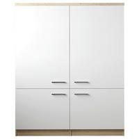 Mehrzweckschrank Merle Weiß/Eiche Dekor B:120cm - Edelstahlfarben, Basics, Holzwerkstoff (120/144,9/60cm) - Respekta