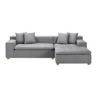 Sedací souprava AVA - světle šedá/přírodní barvy, Moderní, dřevo/textil (251/62/154cm) - Bessagi Home