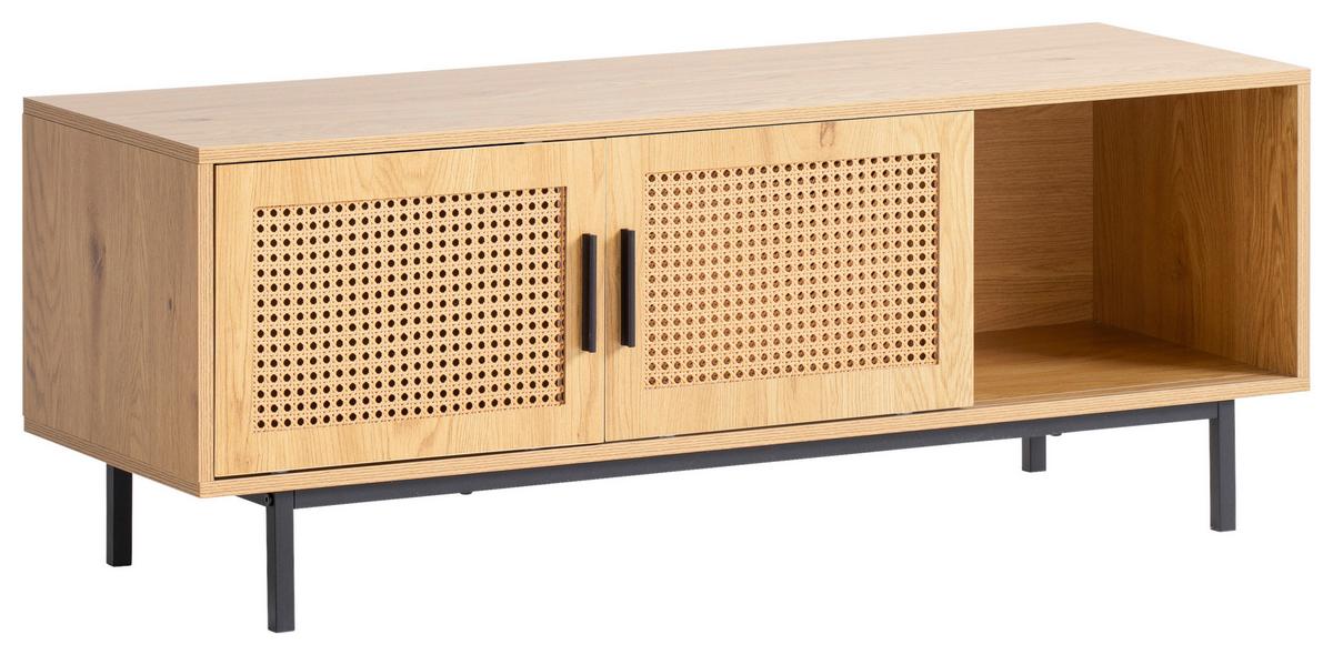 Nízka komoda, dekor viedenský výplet - čierna/farba duba, Konventionell, kov/kompozitné drevo (120/46/40cm) - Livetastic