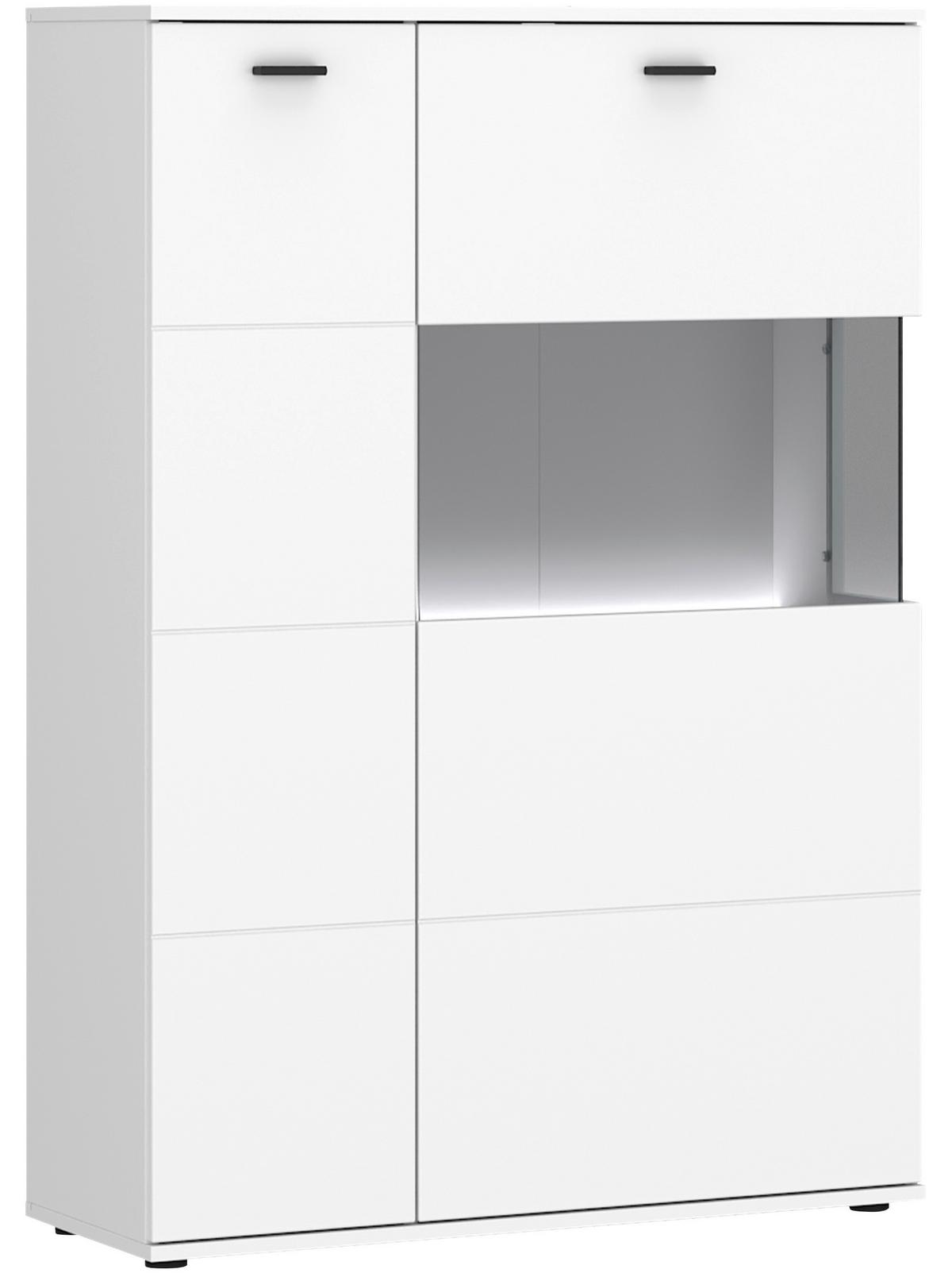 Vitrine Rion Weiß B: 90,1 cm - Weiß, MODERN, Glas/Holzwerkstoff (90/132,4/38cm)