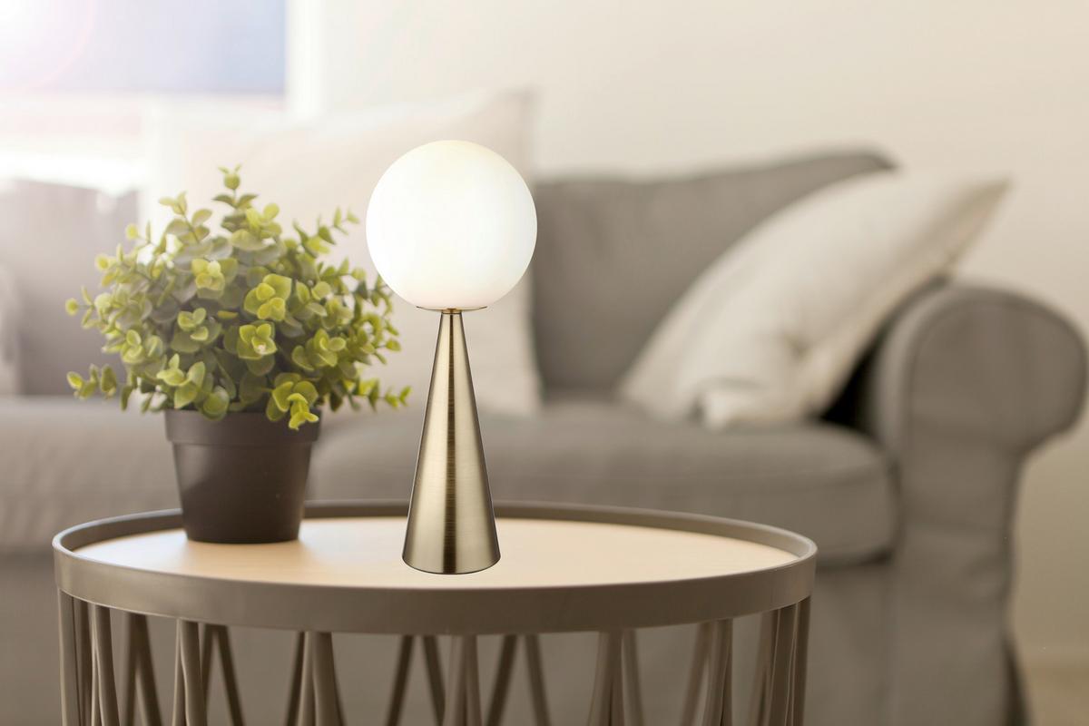 STOLNÍ LAMPA CHARLIE - opál/barvy mosazi, Basics, kov/sklo (20/49,50cm)