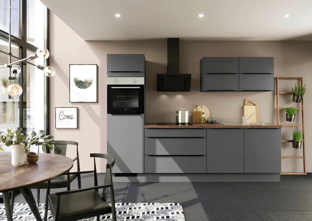 Küchenleerblock Ip3150 - Eiche dunkel/Graphitfarben, Design, Holzwerkstoff (280cm) - Impuls