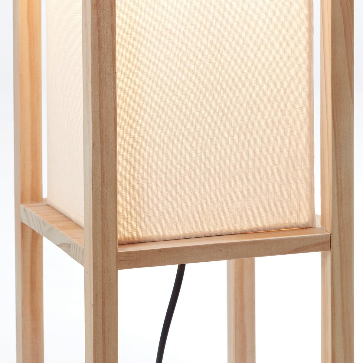 Stehlampe Holz Seaside Naturfarben/Weiß, Fußschalter - Naturfarben/Weiß, Natur, Holz/Textil (19/120/19cm) - Brilliant