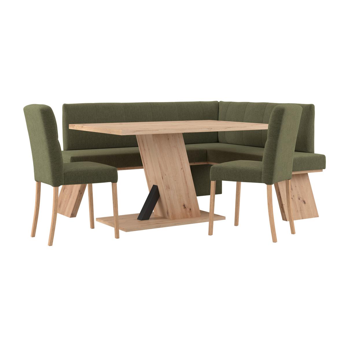 Eckbank Emma Ii - Eichefarben/Grün, KONVENTIONELL, Holzwerkstoff/Textil (185/150cm)