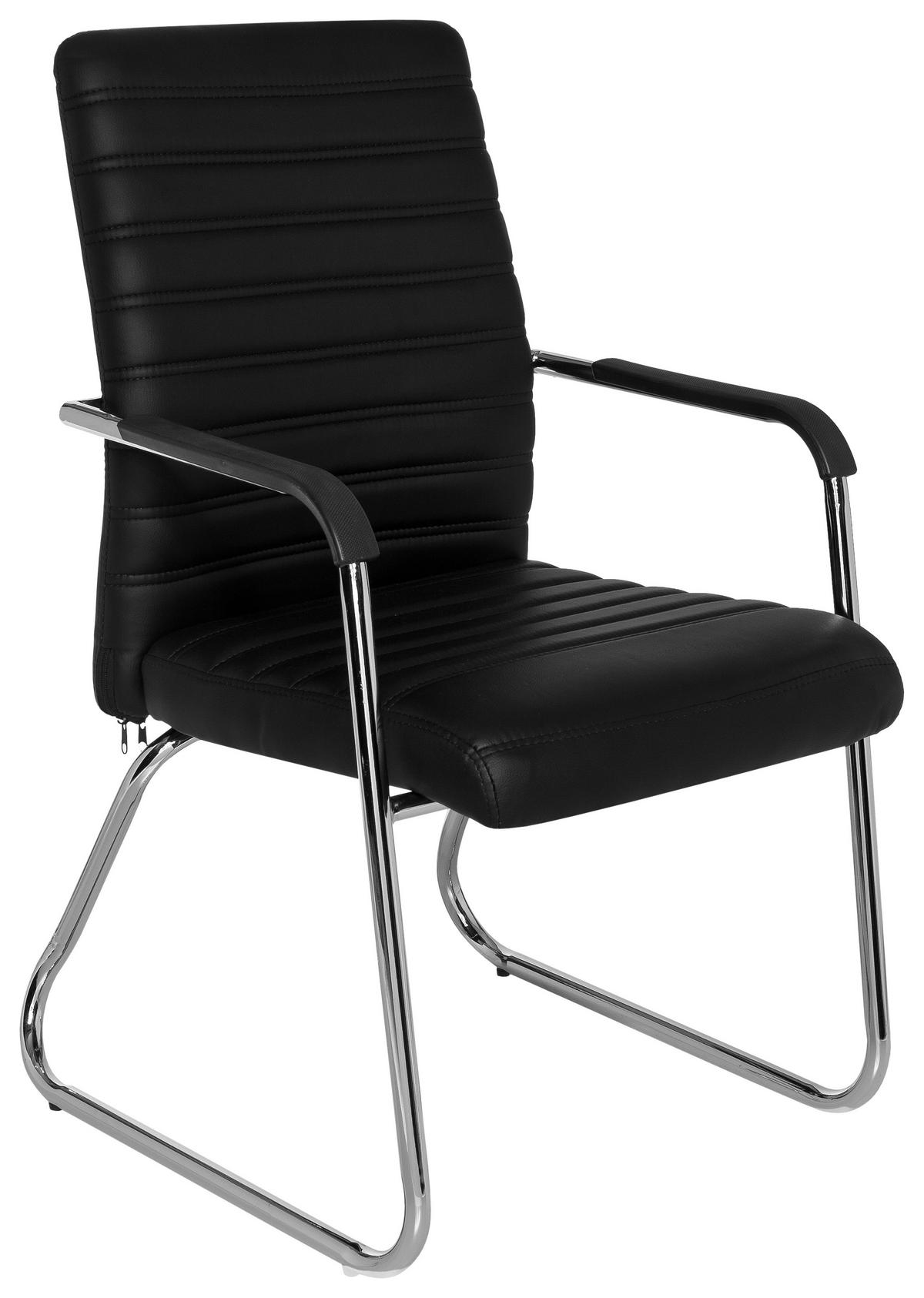 Besucherstuhl Steel V Schwarz - Chromfarben/Schwarz, MODERN, Kunststoff/Textil (55/96/46cm) - MID.YOU