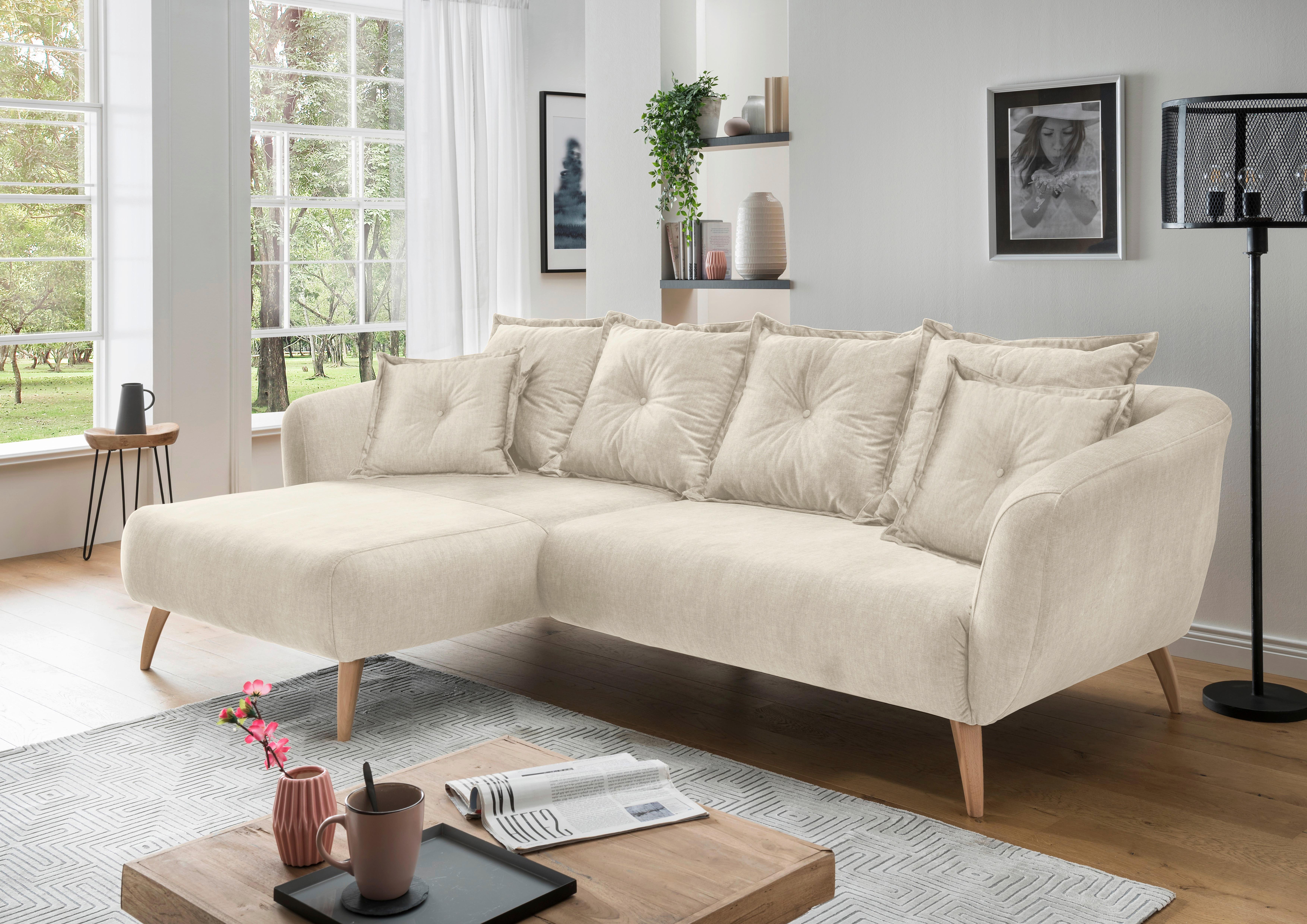 Ecksofa Baggio, Beige, Buchefarben, S: 162x277 cm - Beige/Buchefarben, MODERN, Textil (162/277cm) - Livetastic