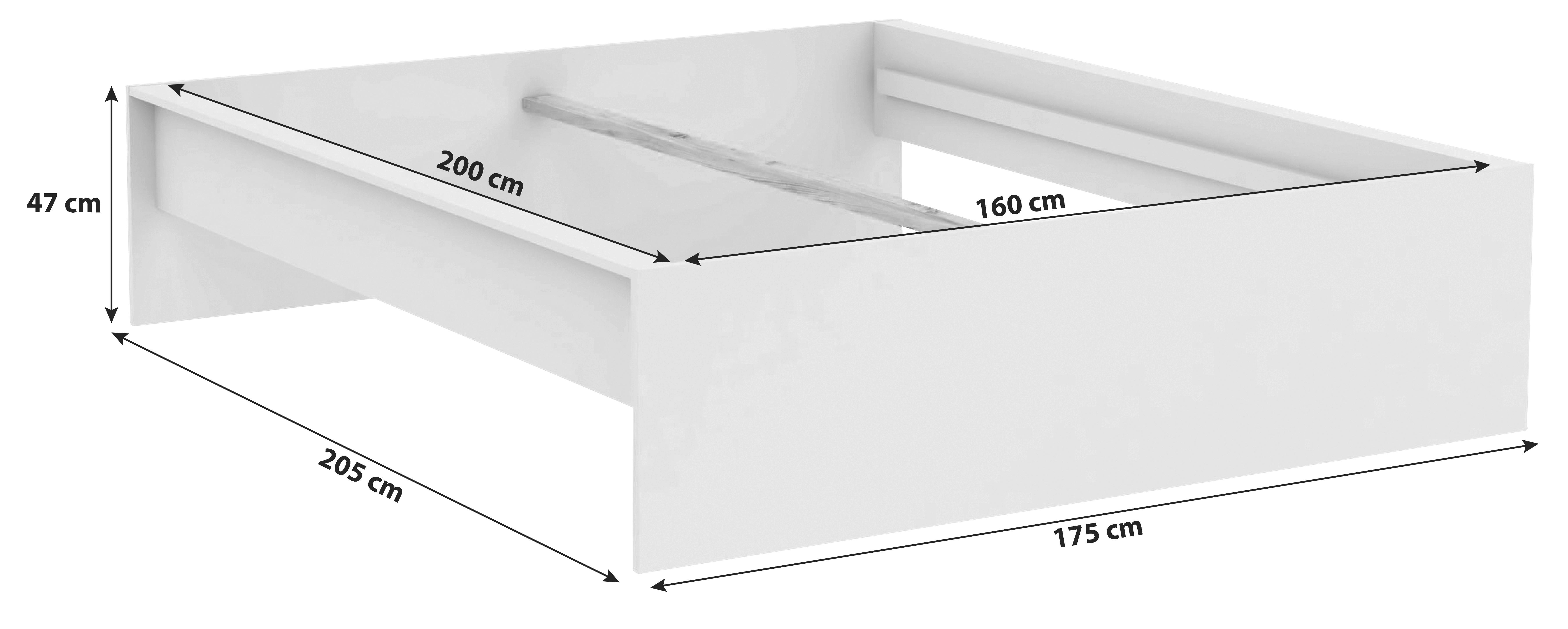 Unit Elements Bettrahmen 90x200 cm Weiß - Anthrazit, KONVENTIONELL, Holzwerkstoff (160/200cm) - Ondega