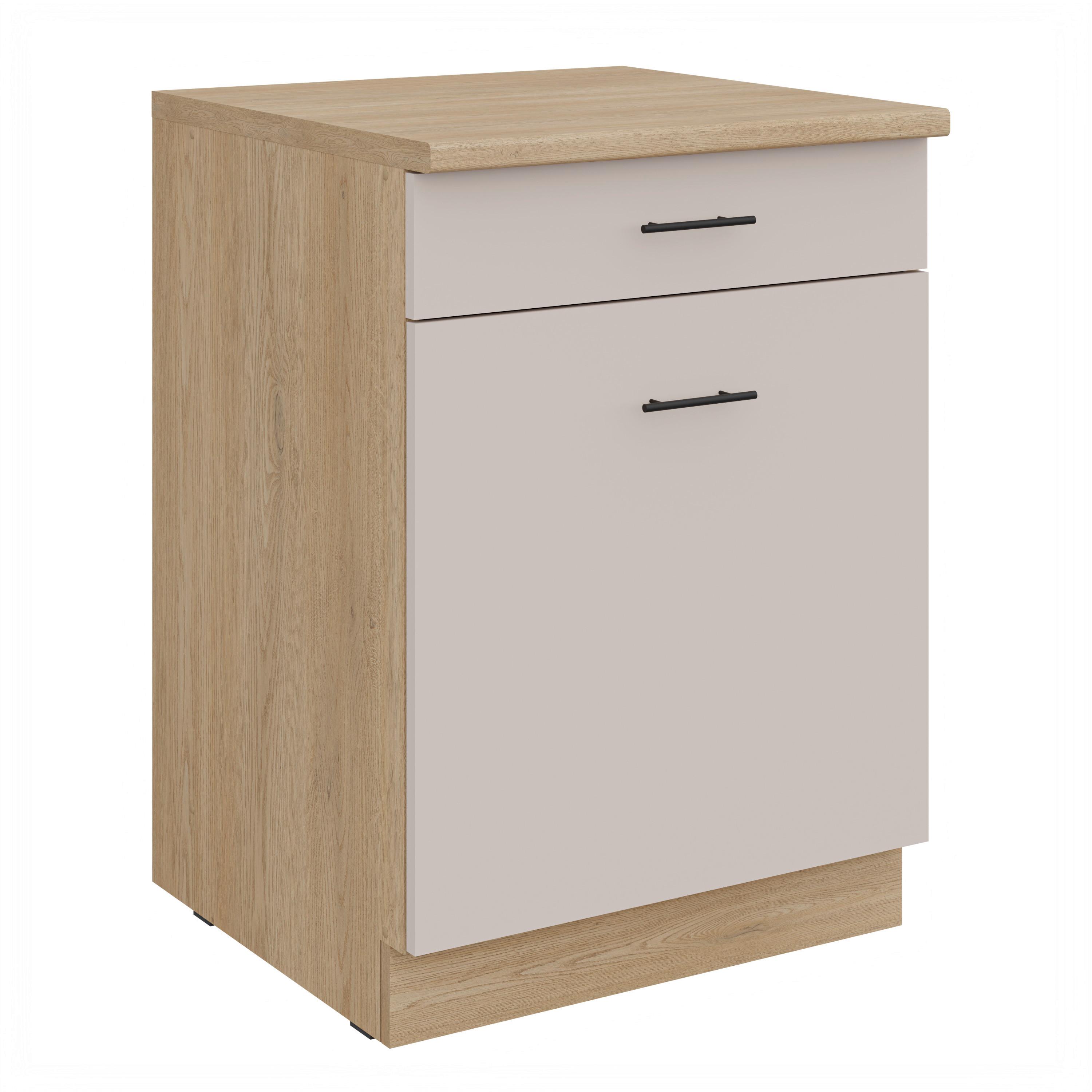 Spodná skrinka FOX II š.60 cm - čierna/kašmírová, kompozitné drevo/plast (60/84,8/60cm)