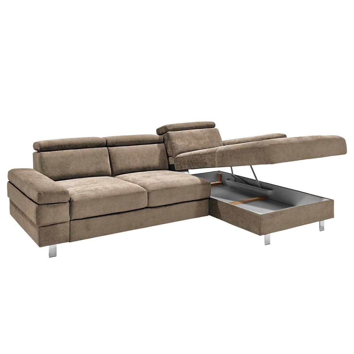 Ecksofa Elvis Schlammfarben S: 259x182 Cm - Schlammfarben/Silberfarben, KONVENTIONELL, Textil (259/182cm) - Trendmanufaktur