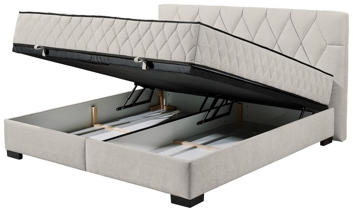Boxbett Nagol B - Beige/Schwarz, MODERN, Holzwerkstoff/Textil (180/200cm) - MID.YOU