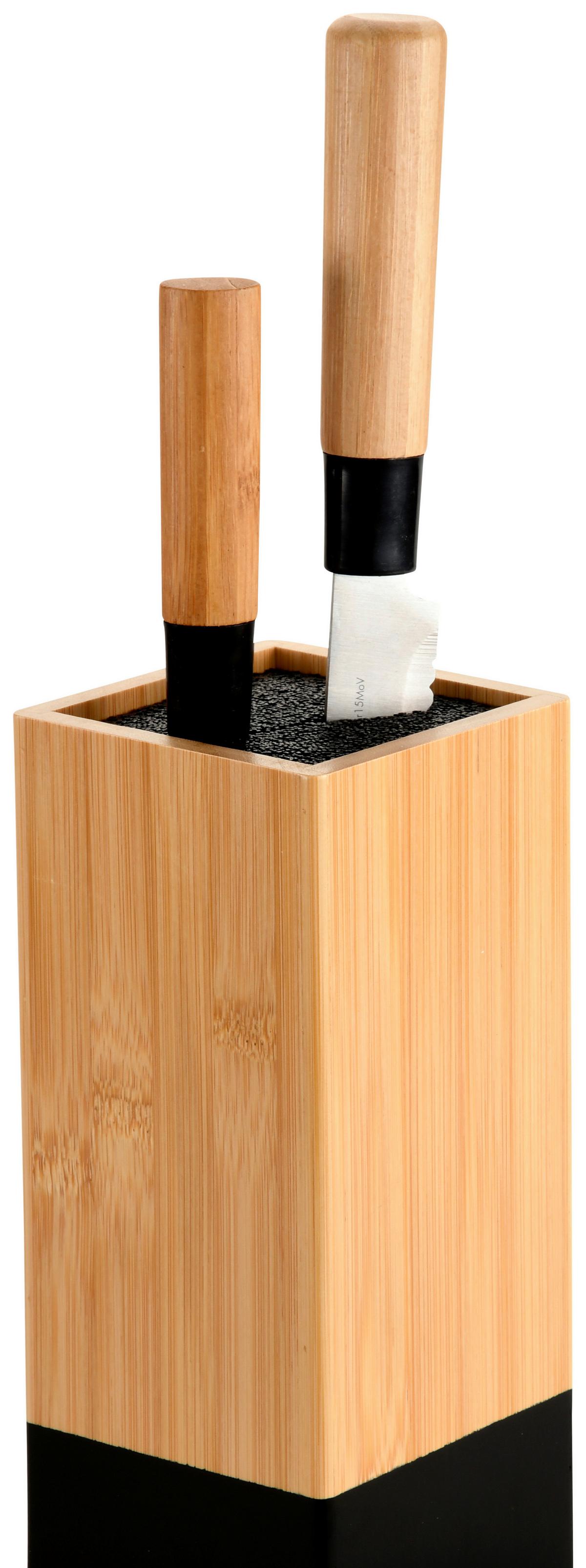 Messerblock Schwarz - Hellbraun/Schwarz, Basics, Holz/Kunststoff (10/10/23cm) - Kesper