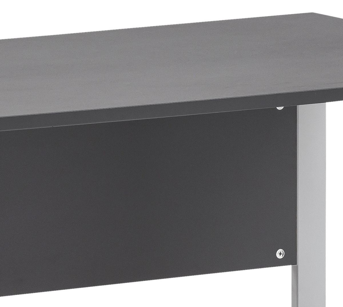 Schreibtisch Serie 1500 Anthrazit - Anthrazit/Alufarben, KONVENTIONELL, Holzwerkstoff/Metall (160/65/73,2cm) - MID.YOU