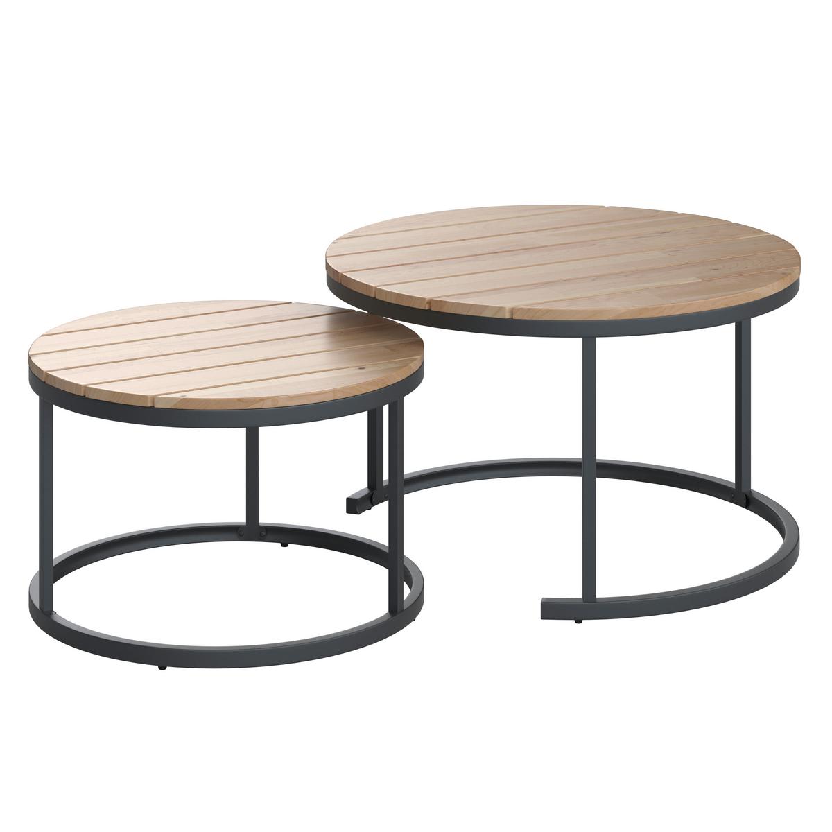 Záhradná sedacia súprava LORENA - čierna/farba akácie, Modern, kov/drevo (241/67/69cm) - Bessagi Garden