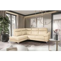 Ecksofa Luna Teilleder beige 194x242 - Chromfarben/Beige, Design, Leder/Textil (194/242cm) - MID.YOU