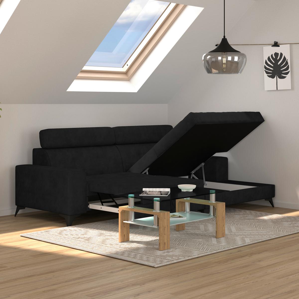 Wohnlandschaft Florida - Anthrazit/Schwarz, MODERN, Holz/Holzwerkstoff (275/175cm)
