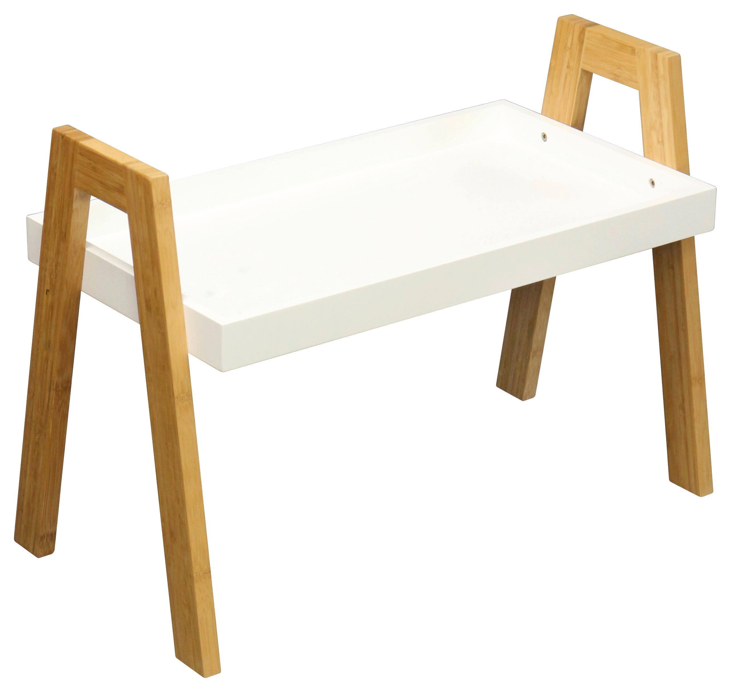 Beistelltisch Scandi Bambus/Weiß - Naturfarben/Weiß, MODERN, Holz/Holzwerkstoff (62,5/45/32cm) - Ondega
