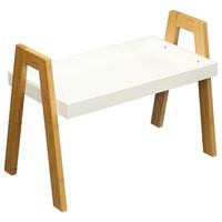 Beistelltisch Scandi Bambus/weiß - Naturfarben/Weiß, MODERN, Holz/Holzwerkstoff (62,5/45/32cm) - Ondega