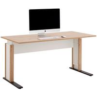 Schreibtisch M. Kabeldurchlass B:160cm H:71,5-80cm Kontor K8 - Schwarz/Weiß, MODERN, Holzwerkstoff/Metall (160/71,5/80cm)