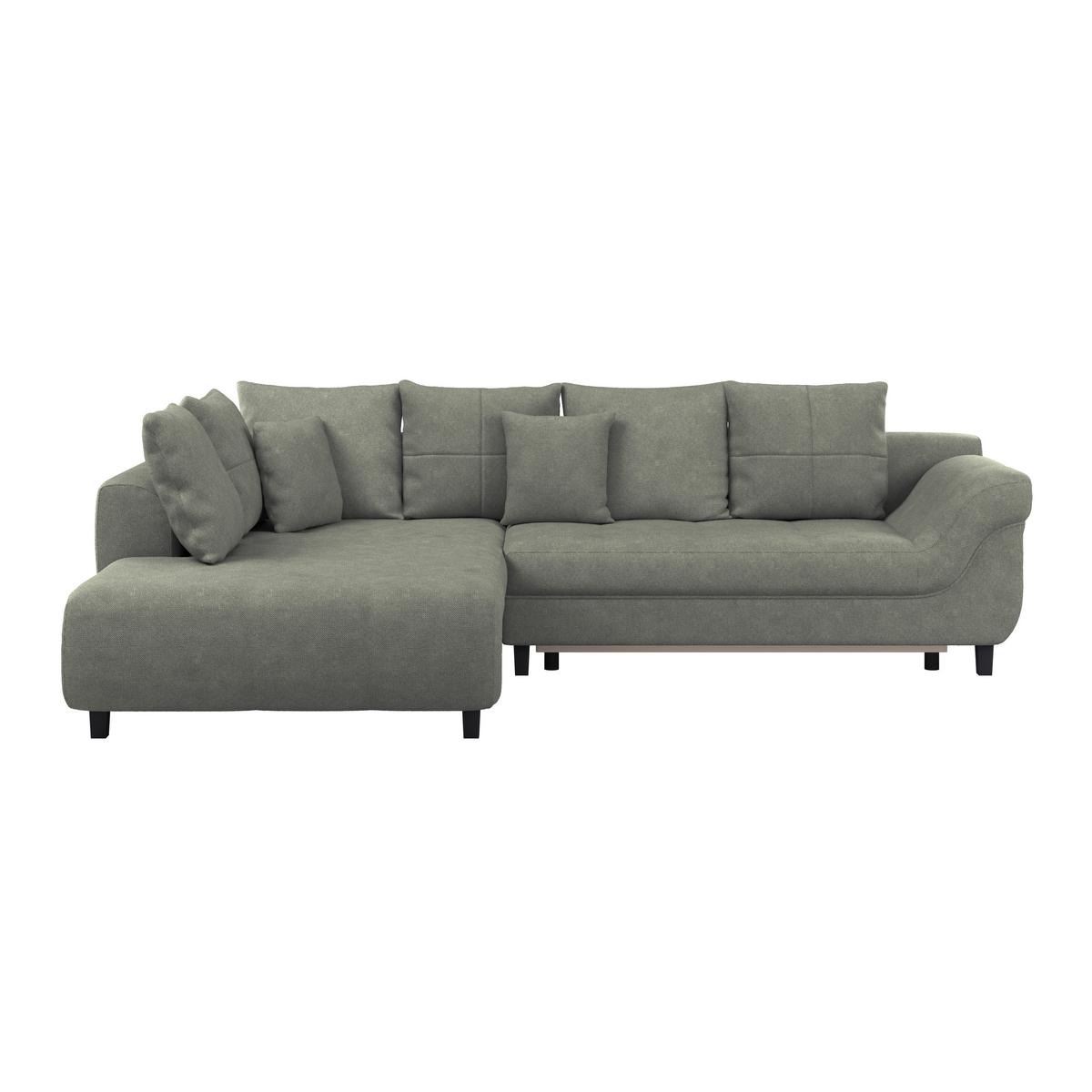 Ecksofa Mendoza - Schwarz/Grün, Design, Textil (197/309cm) - Ondega