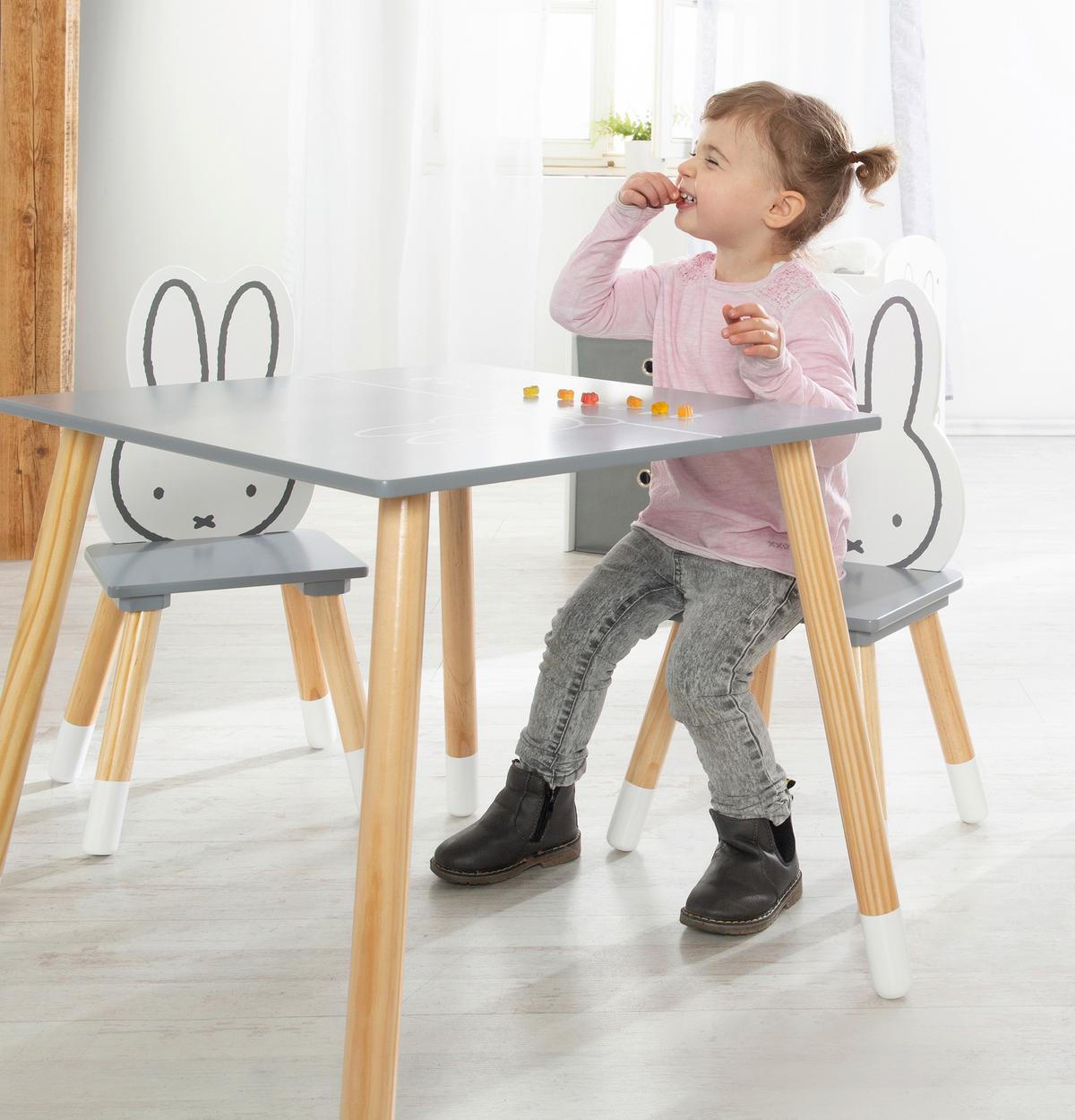 Kindersitzgruppe 450019d210 Miffy - Dunkelgrau/Weiß, Basics, Holz/Holzwerkstoff - Roba