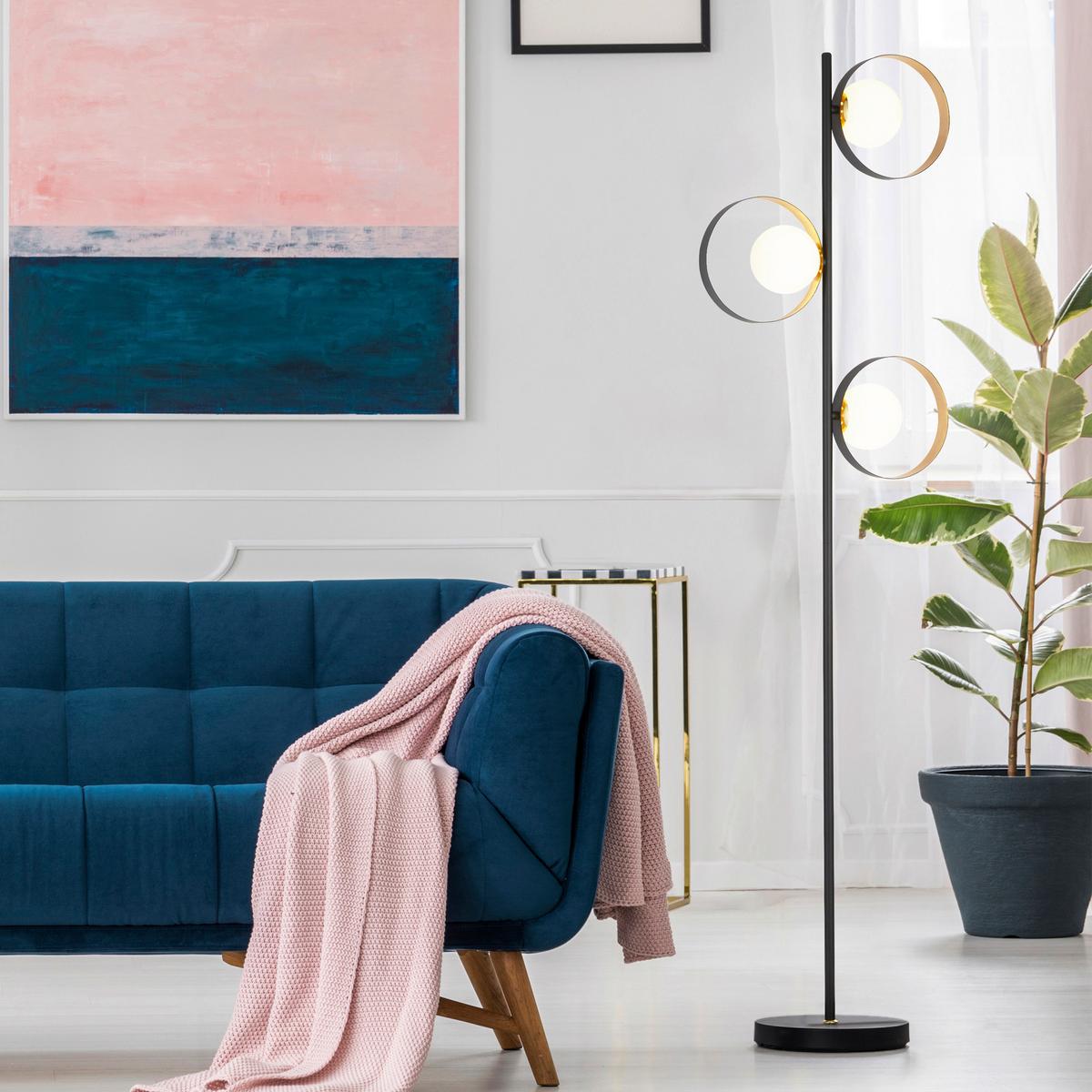 Állólámpa Orbital Eu8143bgo - fekete/aranyszínű, Design, üveg/fém (39/23/149cm)