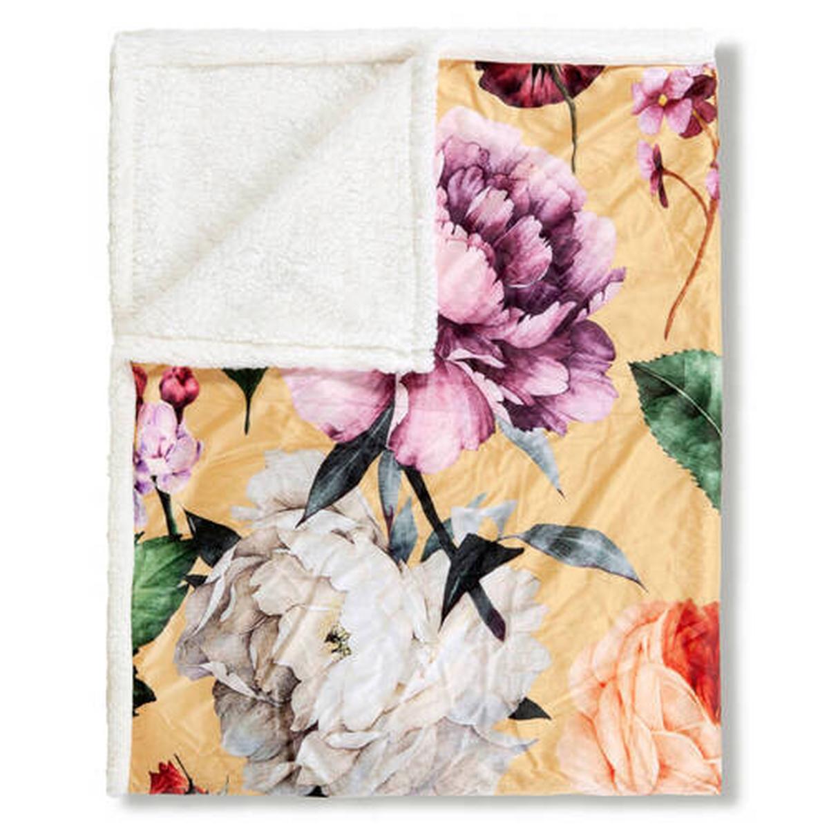 Plaid Fiori Gelb Goldfarben 130x160 Cm - Gelb/Goldfarben, Design, Textil (130/160cm)