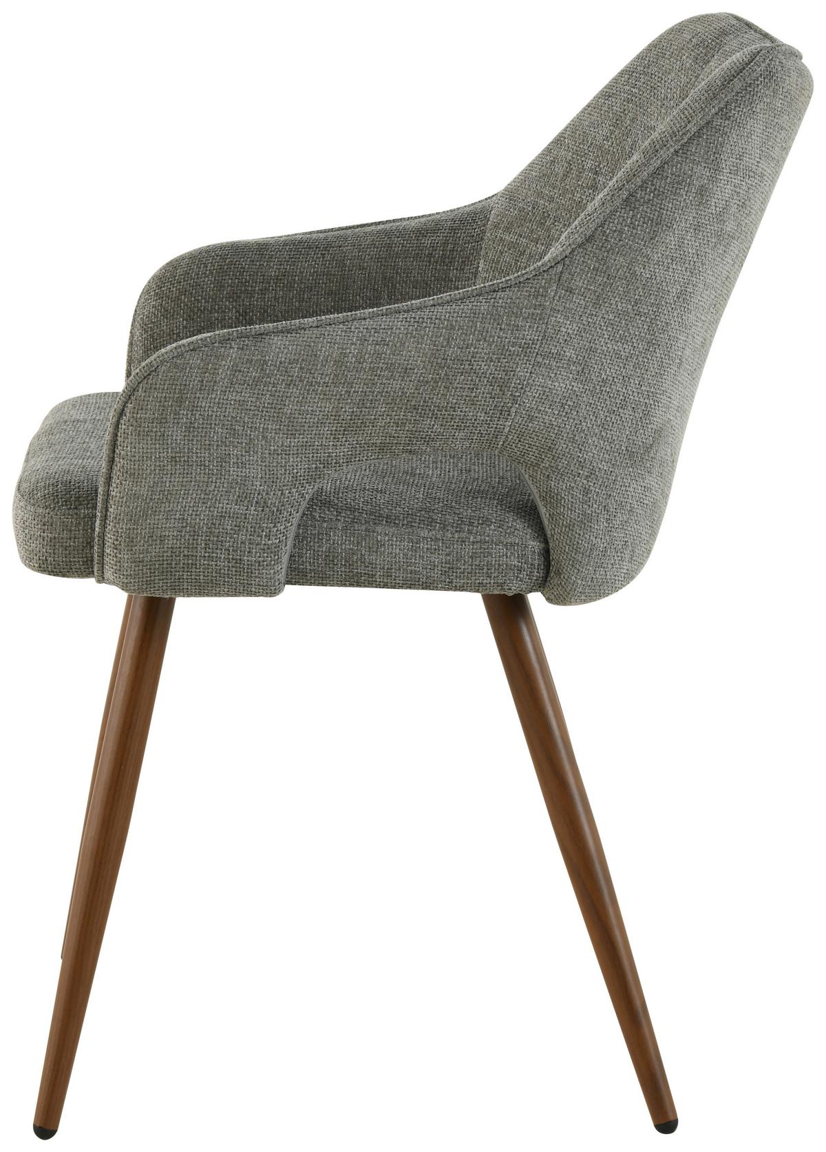 STOLIČKA S PODRÚČKAMI JAMIE - sivá/farba vlašského orecha, Lifestyle, kov/drevo (55/80/60cm) - MID.YOU