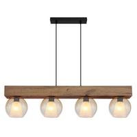 Hängeleuchte Barry L: 100 cm Klar Schwarz Dunkelbraun - Klar/Dunkelbraun, Basics, Glas/Holzwerkstoff (100/18/120cm) - Globo