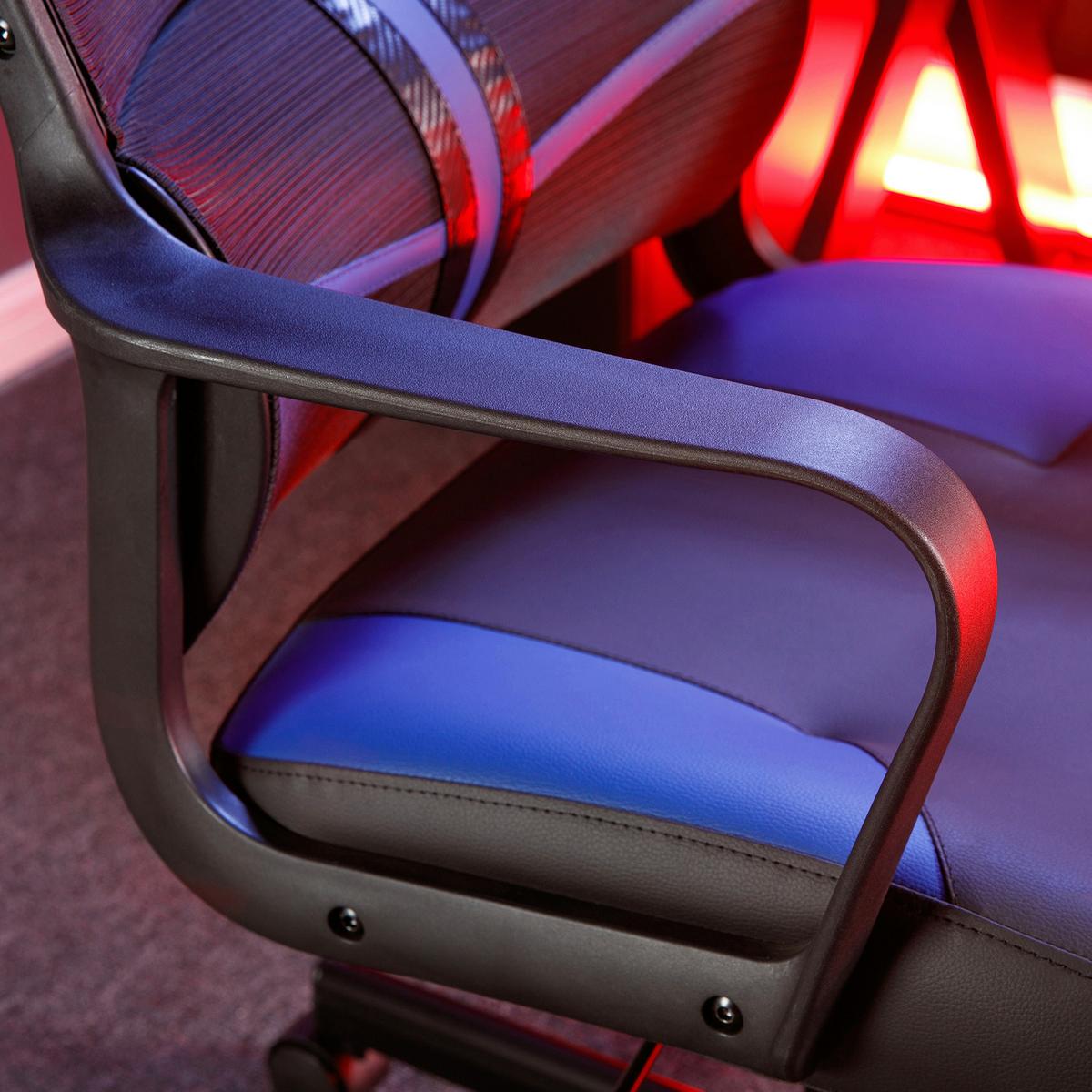 Gaming Stuhl Helix Mit Kissen Blau/schwarz - Blau/Schwarz, MODERN, Kunststoff/Textil (68/112,5/72cm) - X Rocker