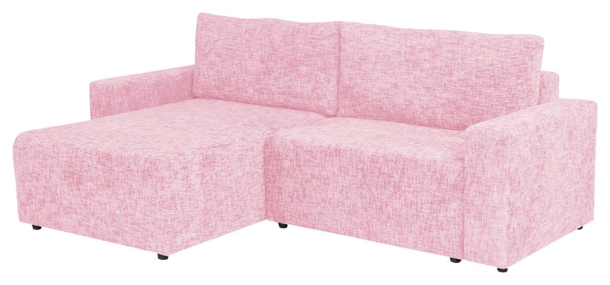Ecksofa Dallas Struktur Rosa 258x173 Cm - Schwarz/Rosa, MODERN, Holz/Kunststoff (258/173cm)