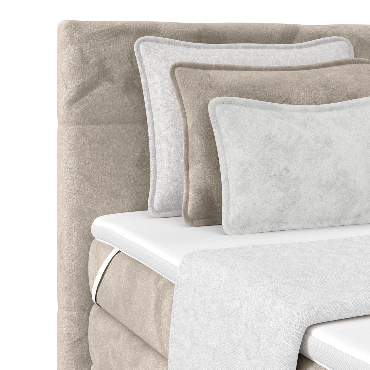 Boxspringbett mit Topper und Bettkasten 160x200 cm Medino - Taupe, KONVENTIONELL, Holz/Holzwerkstoff (160/200cm) - Luca Bessoni