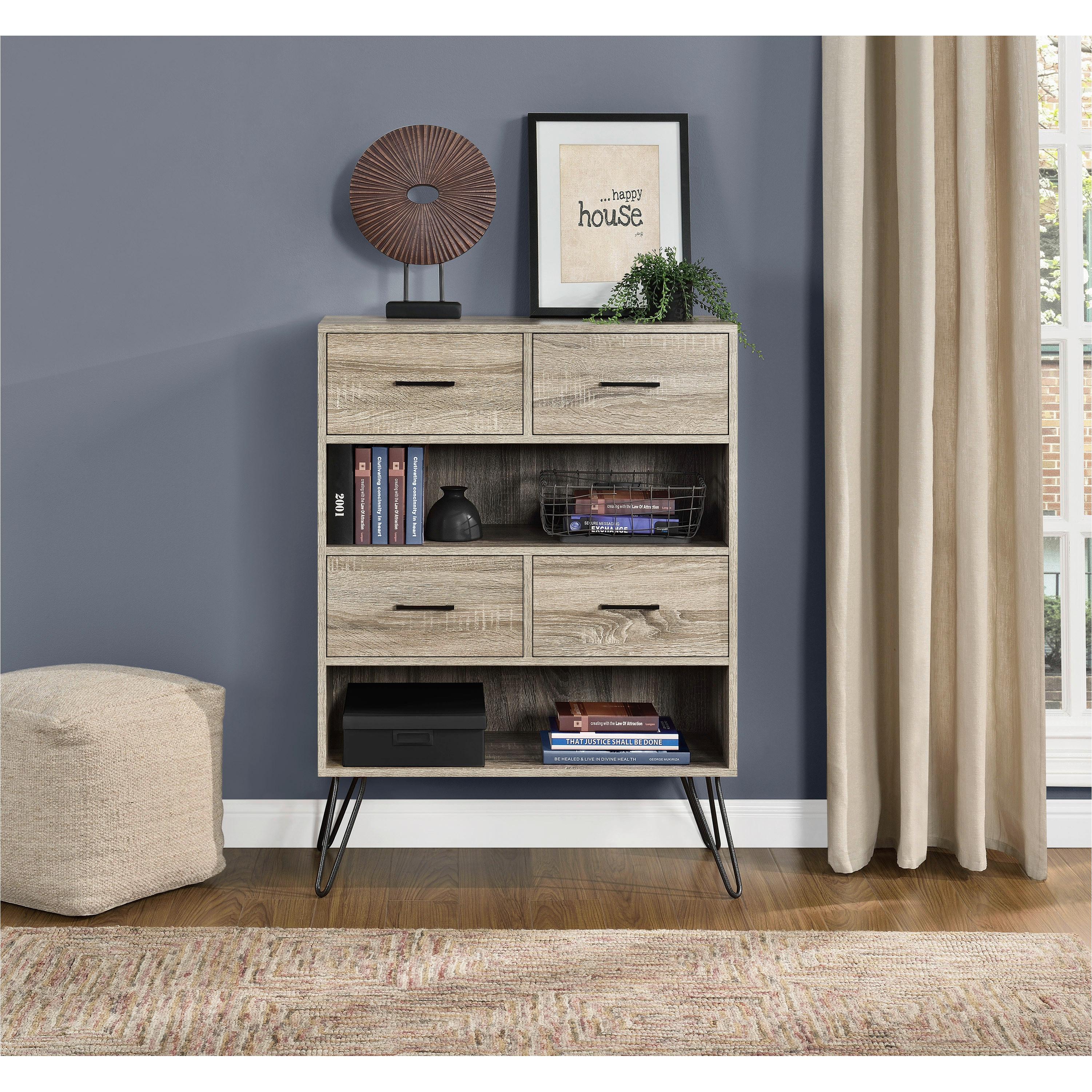 Kommode London Grau/eichefarben 79 Cm - Eichefarben/Schwarz, Design, Holzwerkstoff/Metall (79/112/36cm) - MID.YOU