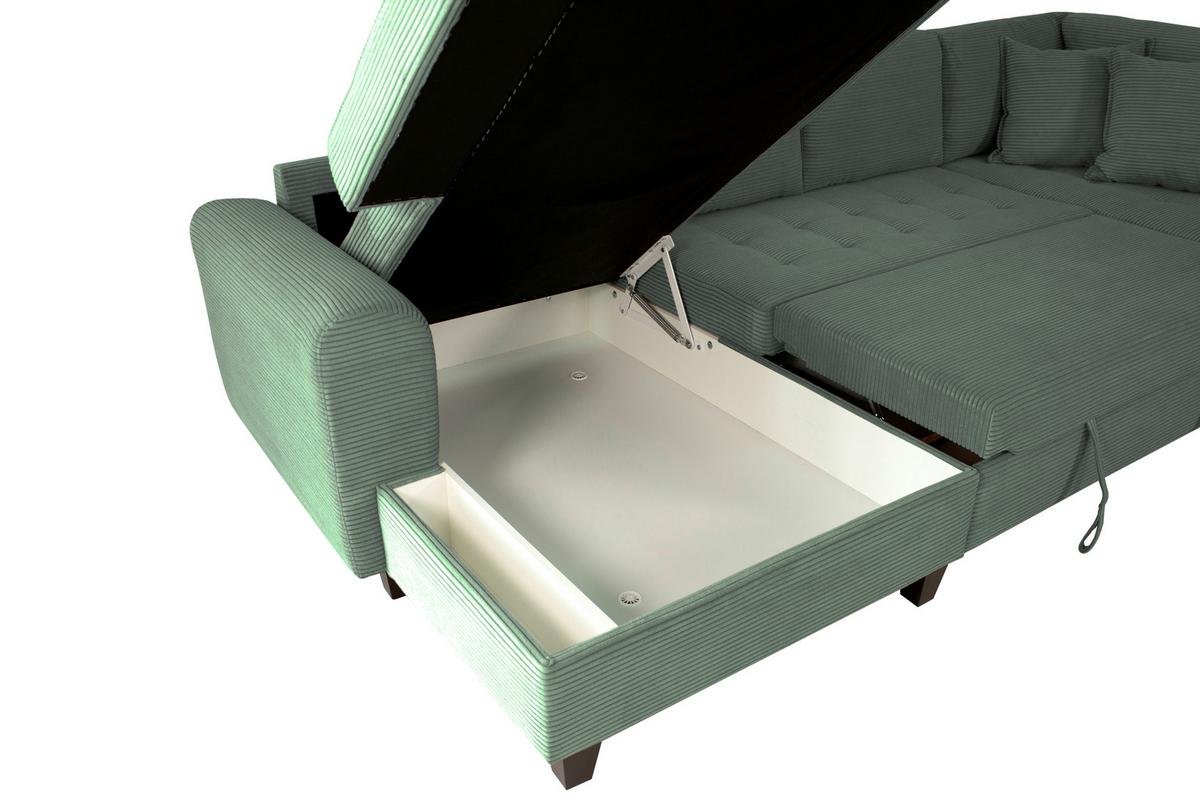 Wohnlandschaft Moritz Grün U-Form:155x324x178 Cm - Grün, Trend, Textil (155/324/178cm)