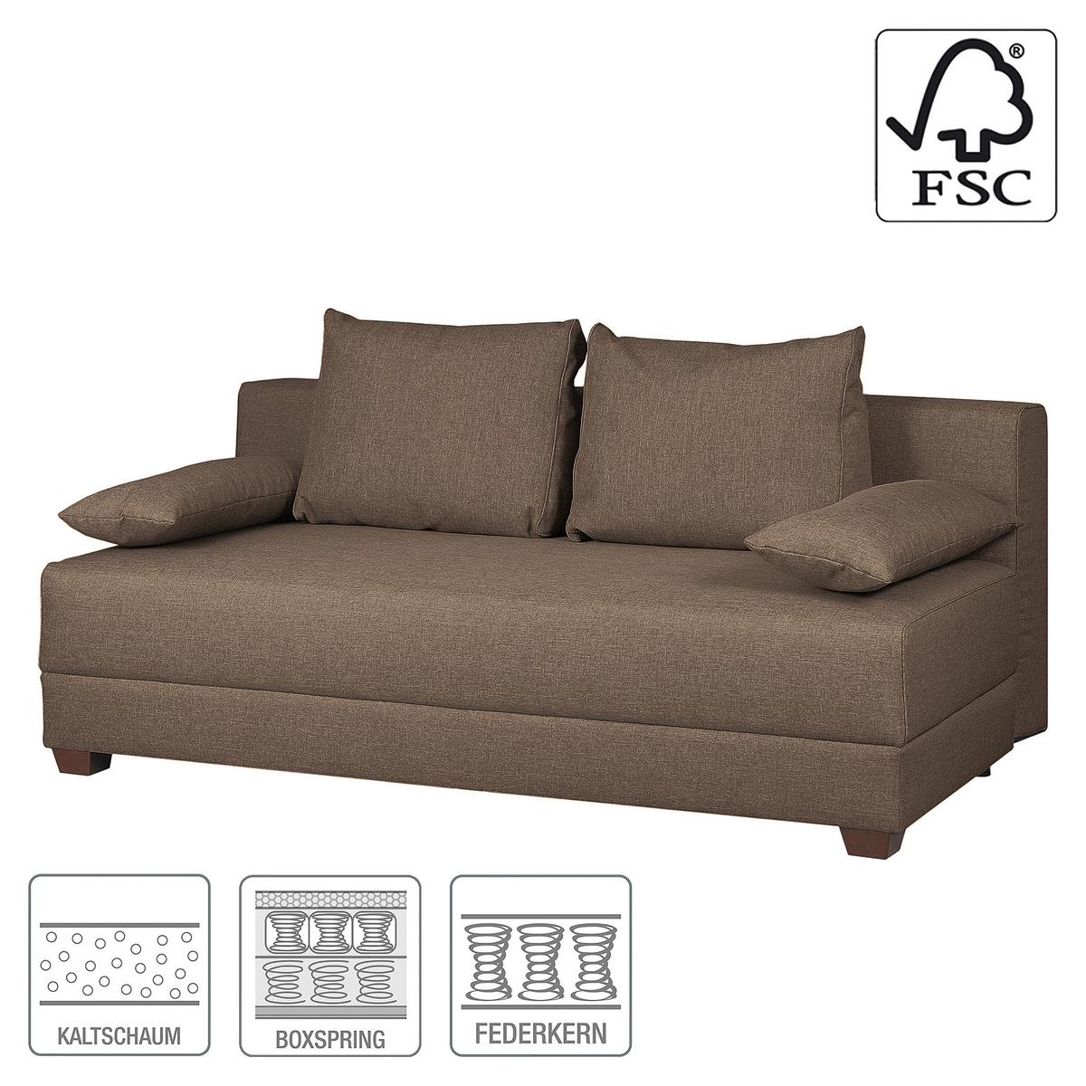 Schlafsofa Dingo, Braun B: 202 cm - Dunkelbraun/Braun, Design, Textil (202/85/110cm) - MID.YOU