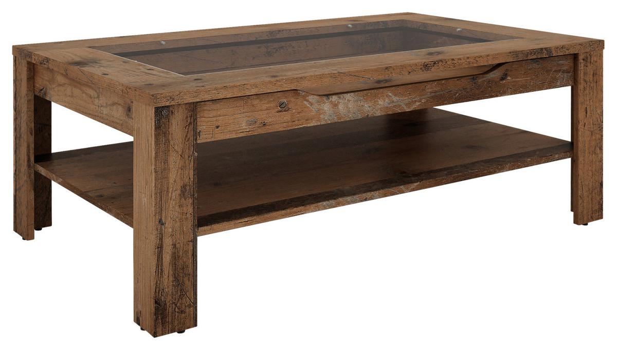 Couchtisch mit Glasplatte + Ablagefach Ralph Braun - Anthrazit/Braun, Basics, Glas/Holzwerkstoff (110/67/43cm) - MID.YOU