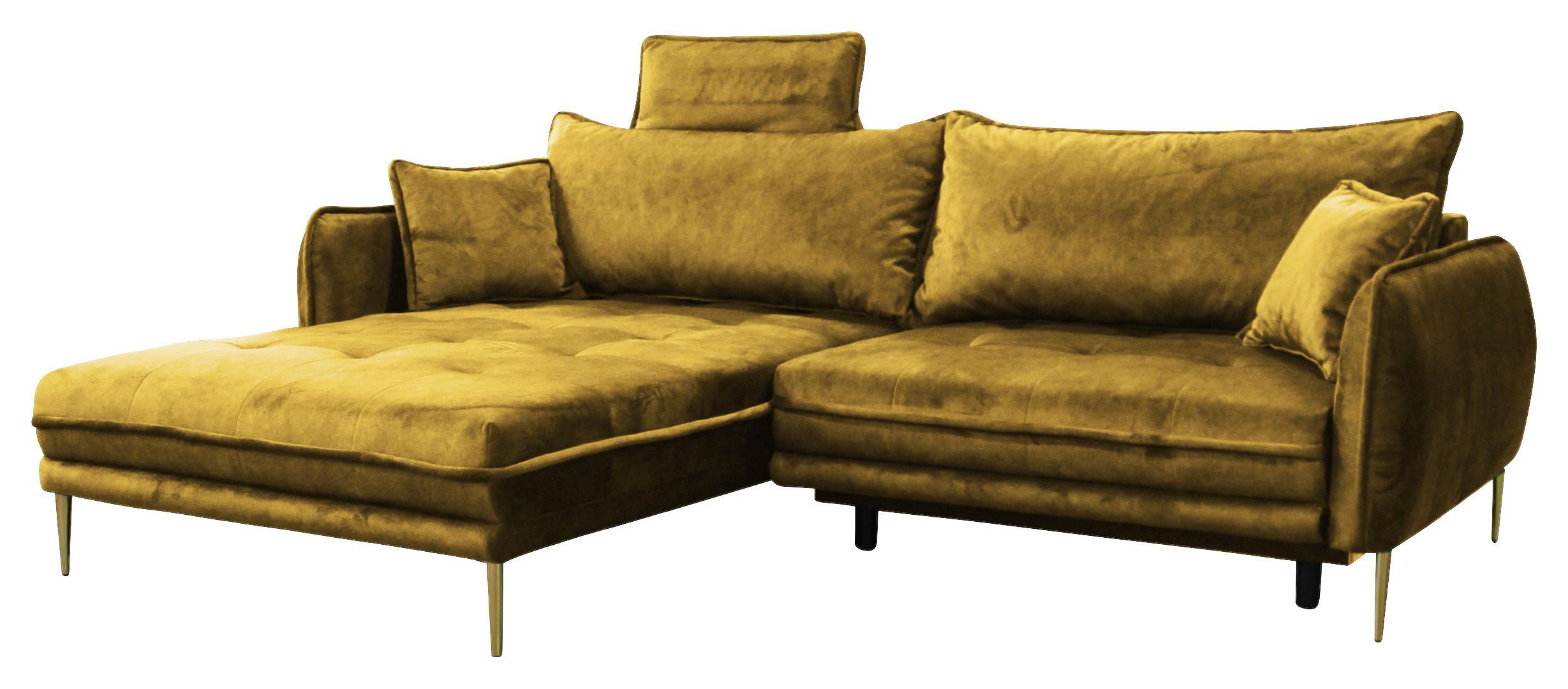 Ecksofa Whisper Senfgelb S: 196x264 Cm - Goldfarben/Senfgelb, Design, Textil (196/264cm) - MID.YOU